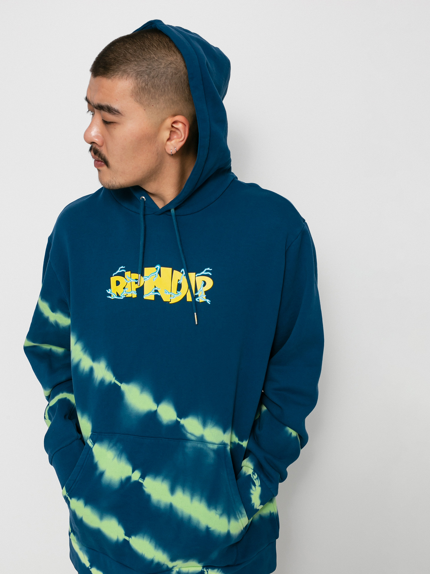 Bluza z kapturem RipNDip Super Sanerm HD (navy/neon green dye)