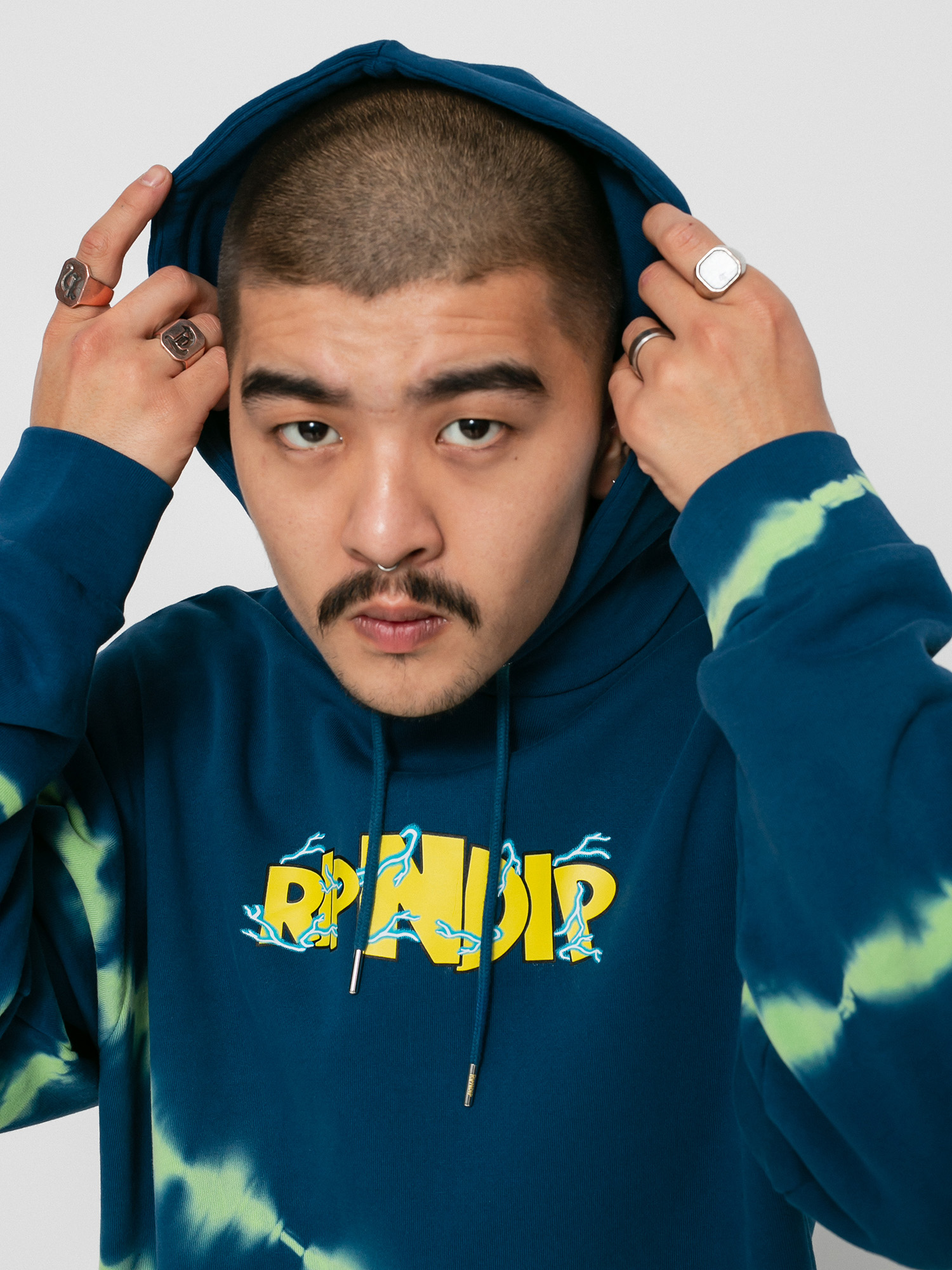Bluza z kapturem RipNDip Super Sanerm HD (navy/neon green dye)