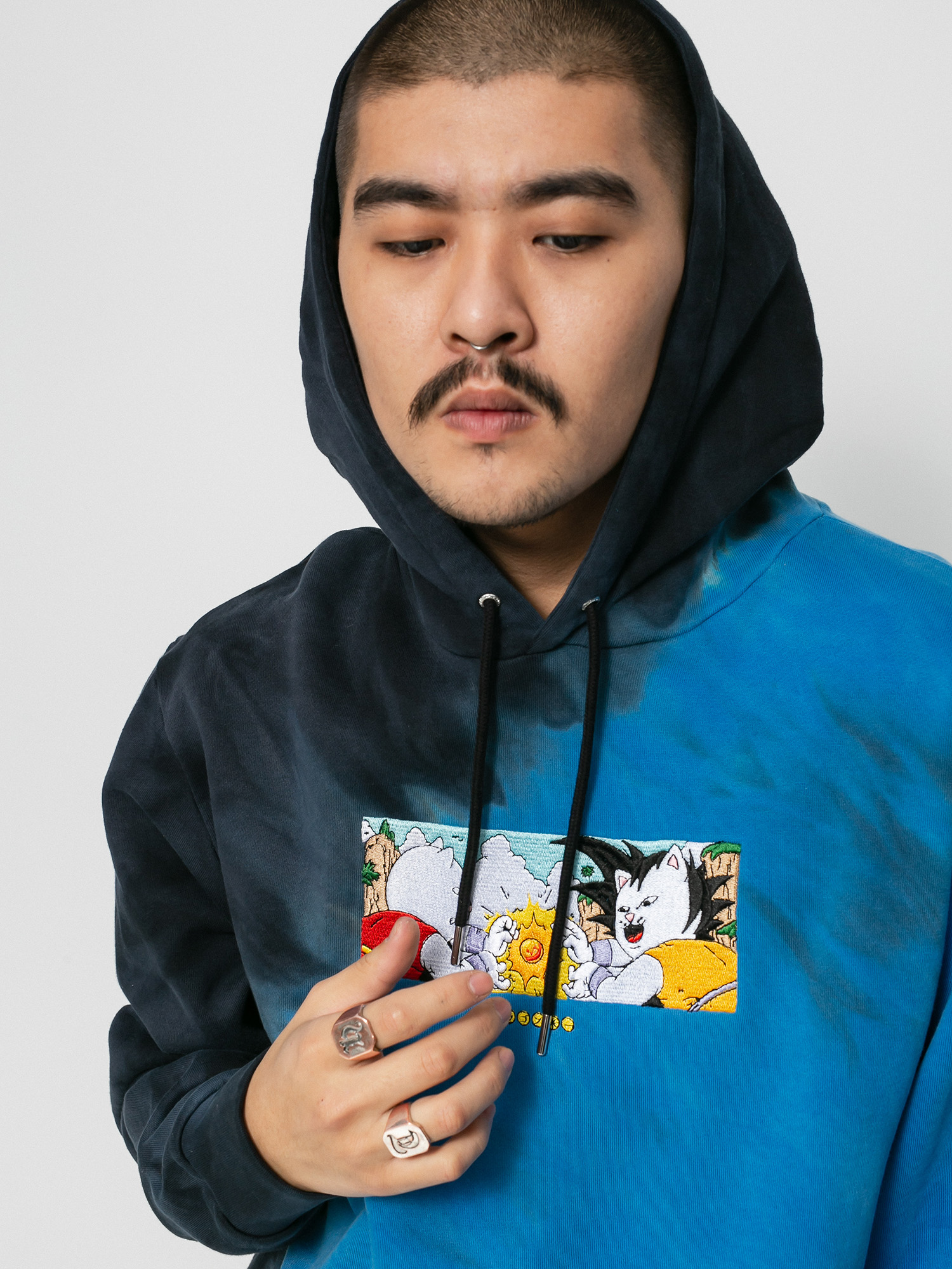 Bluza z kapturem RipNDip Nermku Battle HD (black/blue dye)