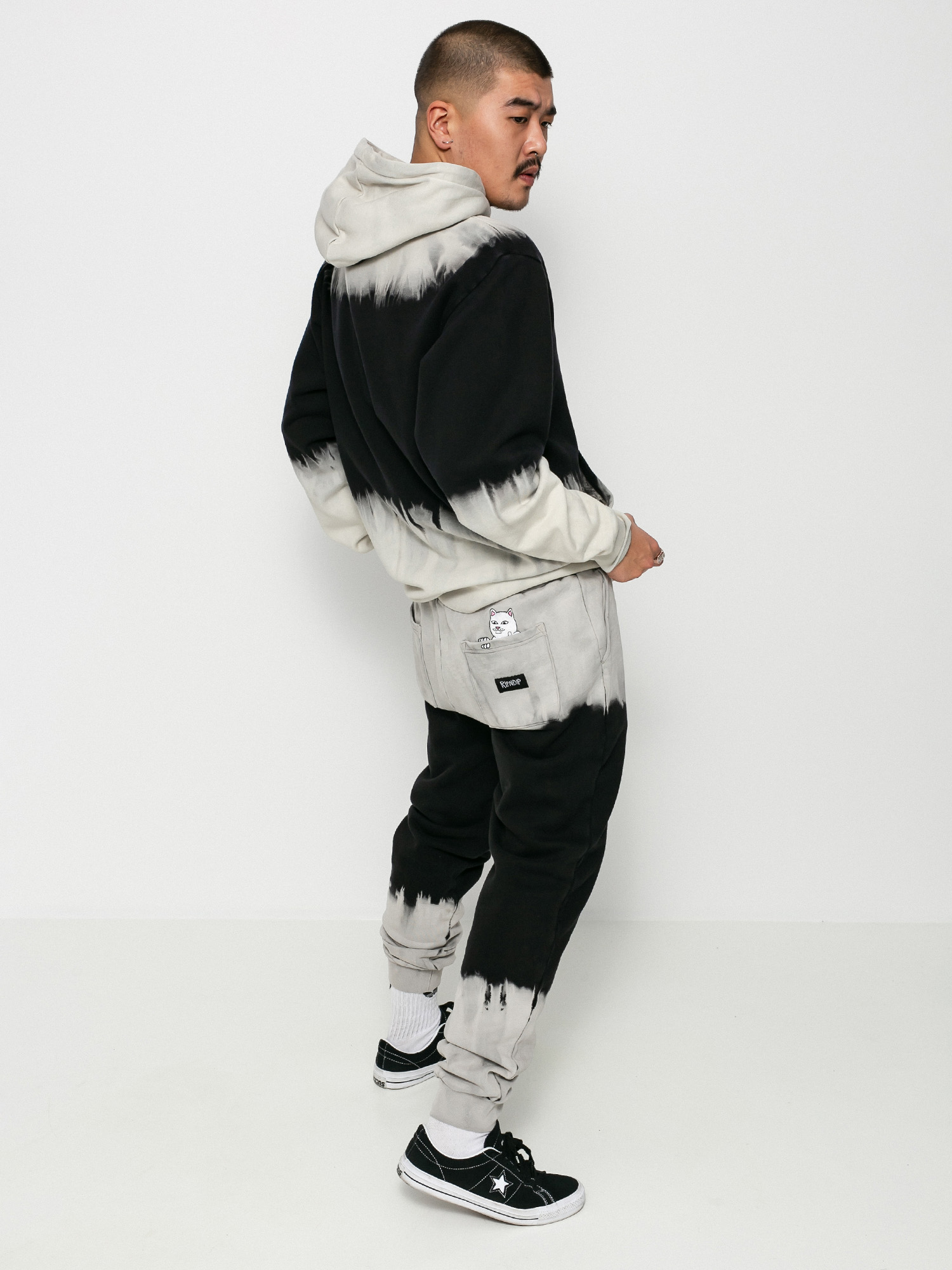 Bluza z kapturem RipNDip Ripntail HD (tan/black stripe dye)