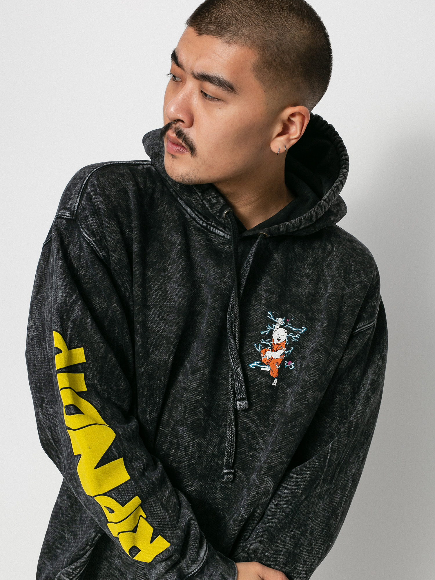 Bluza z kapturem RipNDip Super Sanerm HD (black mineral wash)