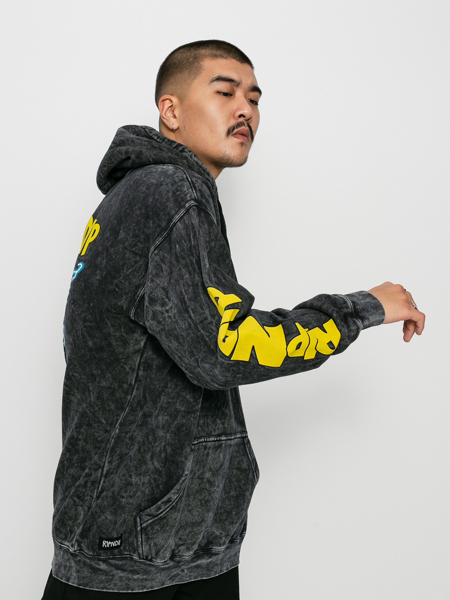 Bluza z kapturem RipNDip Super Sanerm HD (black mineral wash)