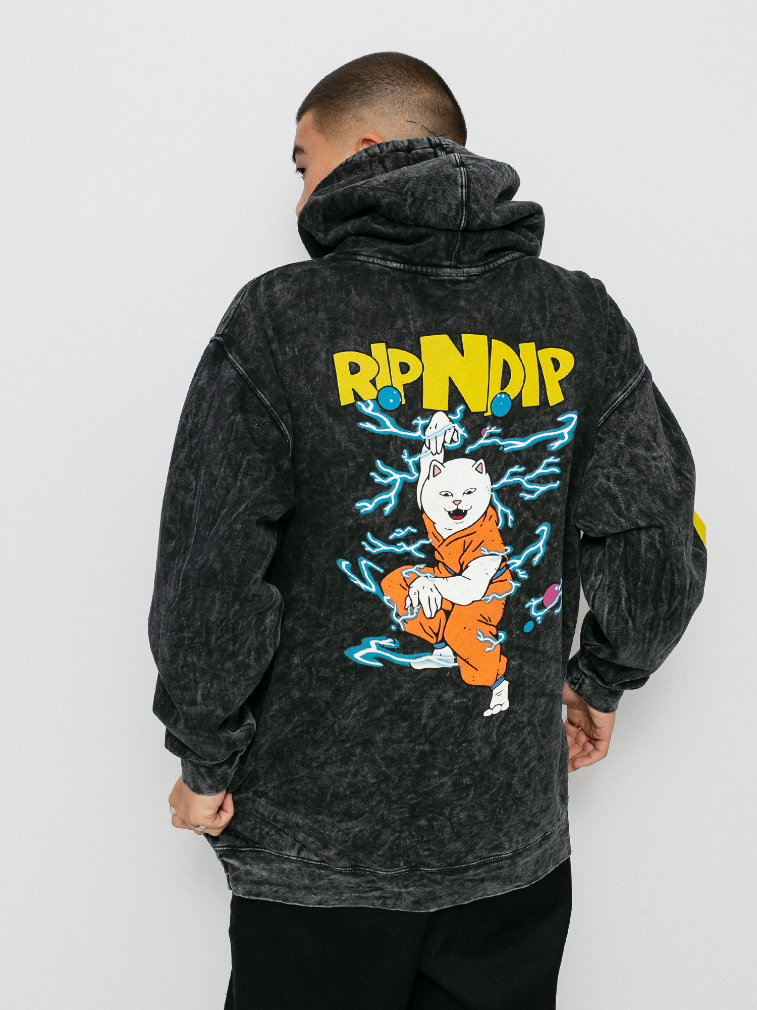Bluza z kapturem RipNDip Super Sanerm HD (black mineral wash)