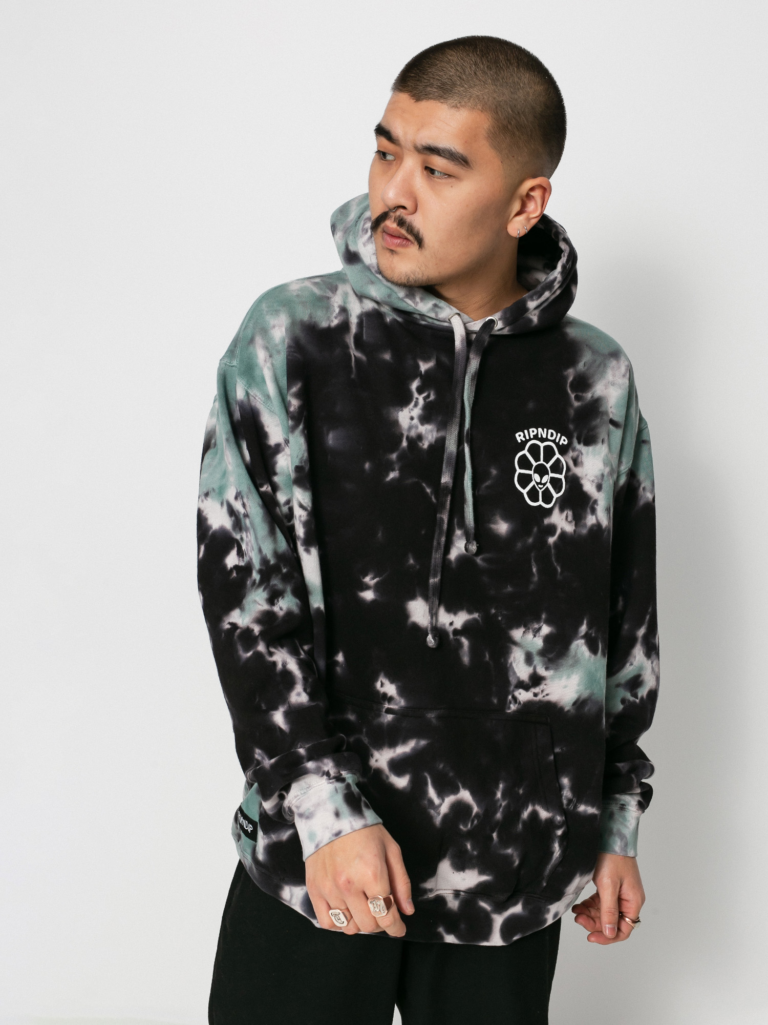 Bluza z kapturem RipNDip Get A Grip HD (black/sage tie dye)