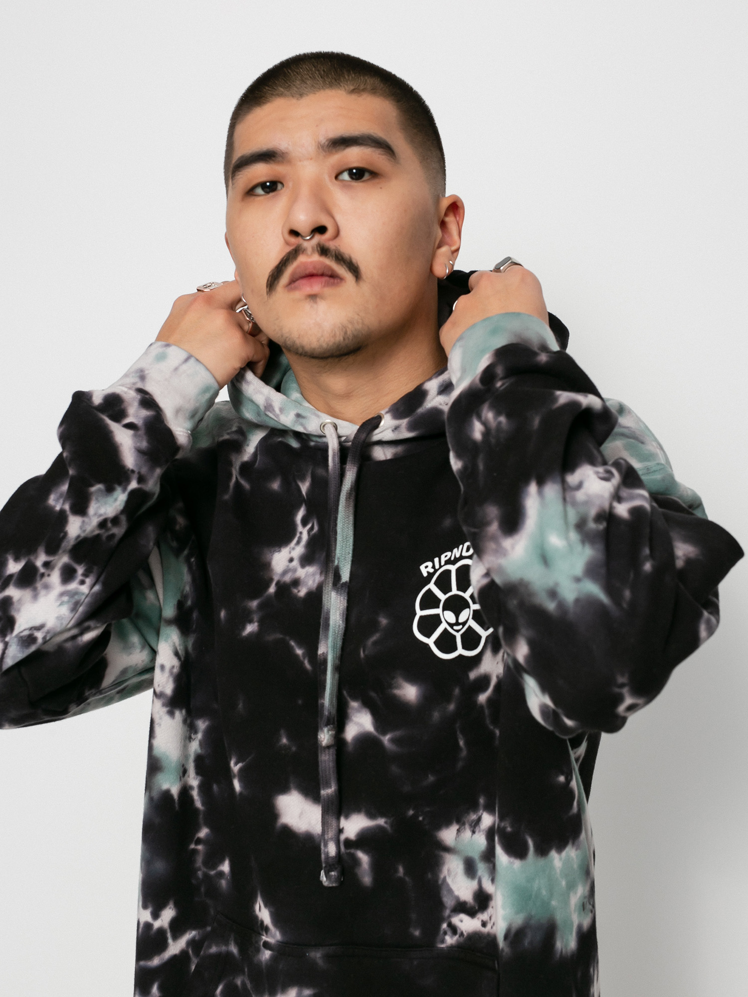 Bluza z kapturem RipNDip Get A Grip HD (black/sage tie dye)