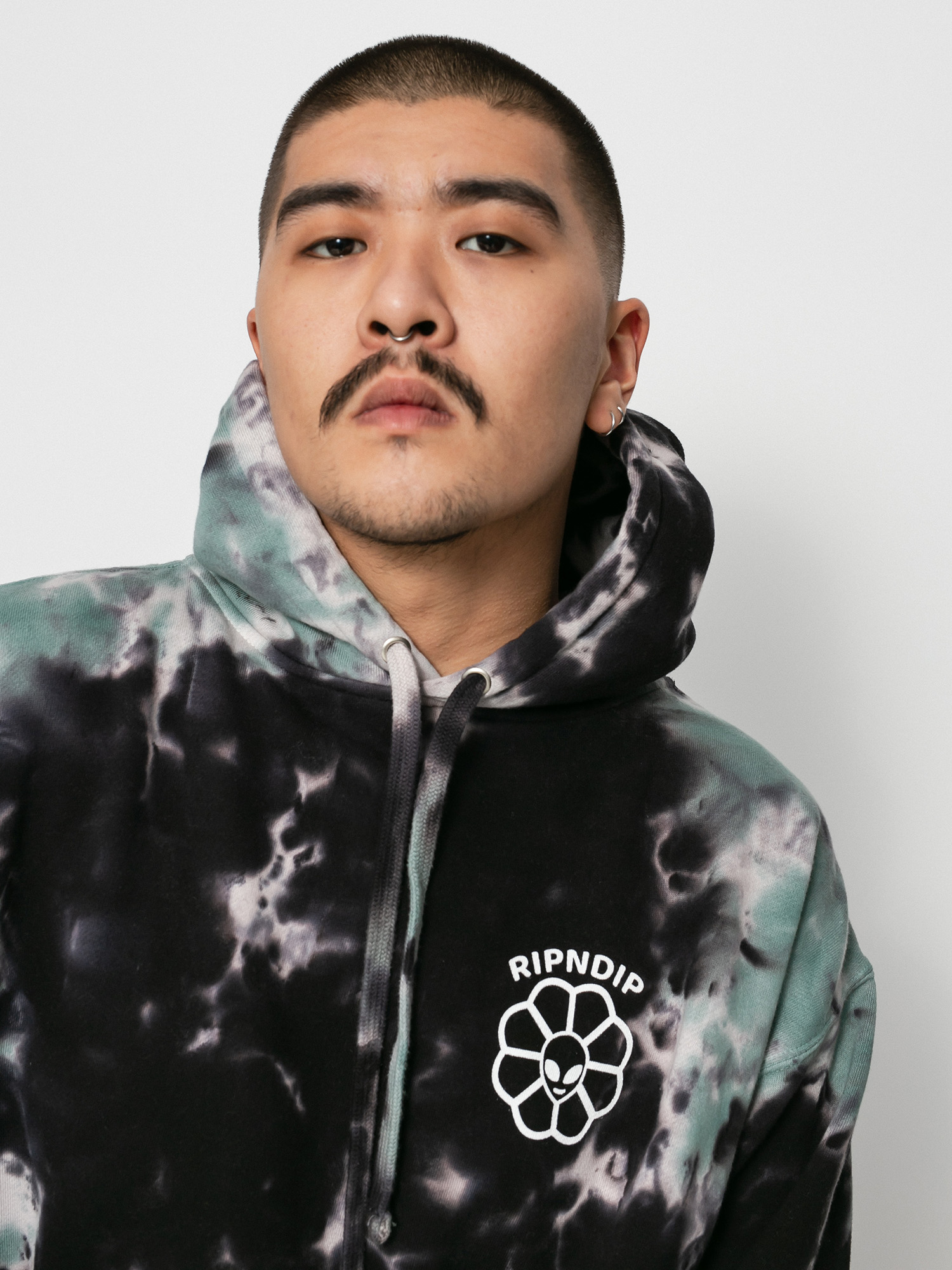 Bluza z kapturem RipNDip Get A Grip HD (black/sage tie dye)