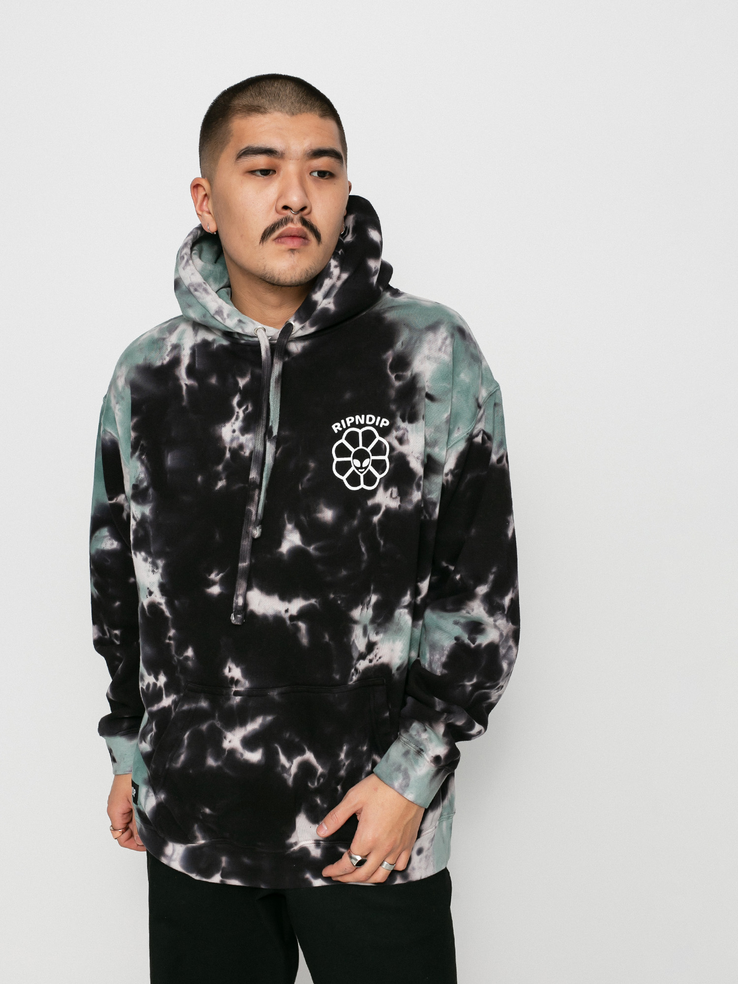 Bluza z kapturem RipNDip Get A Grip HD (black/sage tie dye)