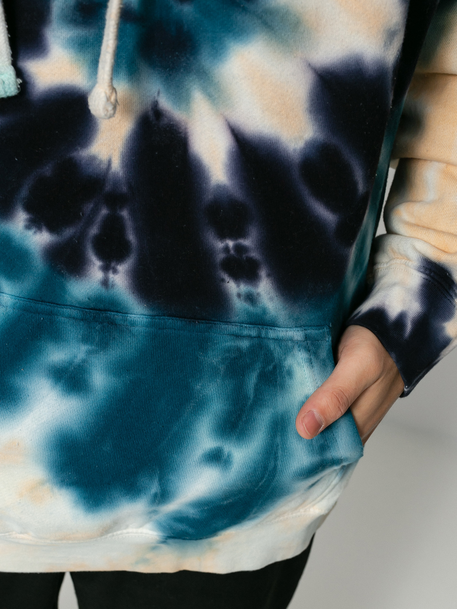 Bluza z kapturem RipNDip Big Smile HD (navy/peach spiral tie dye)