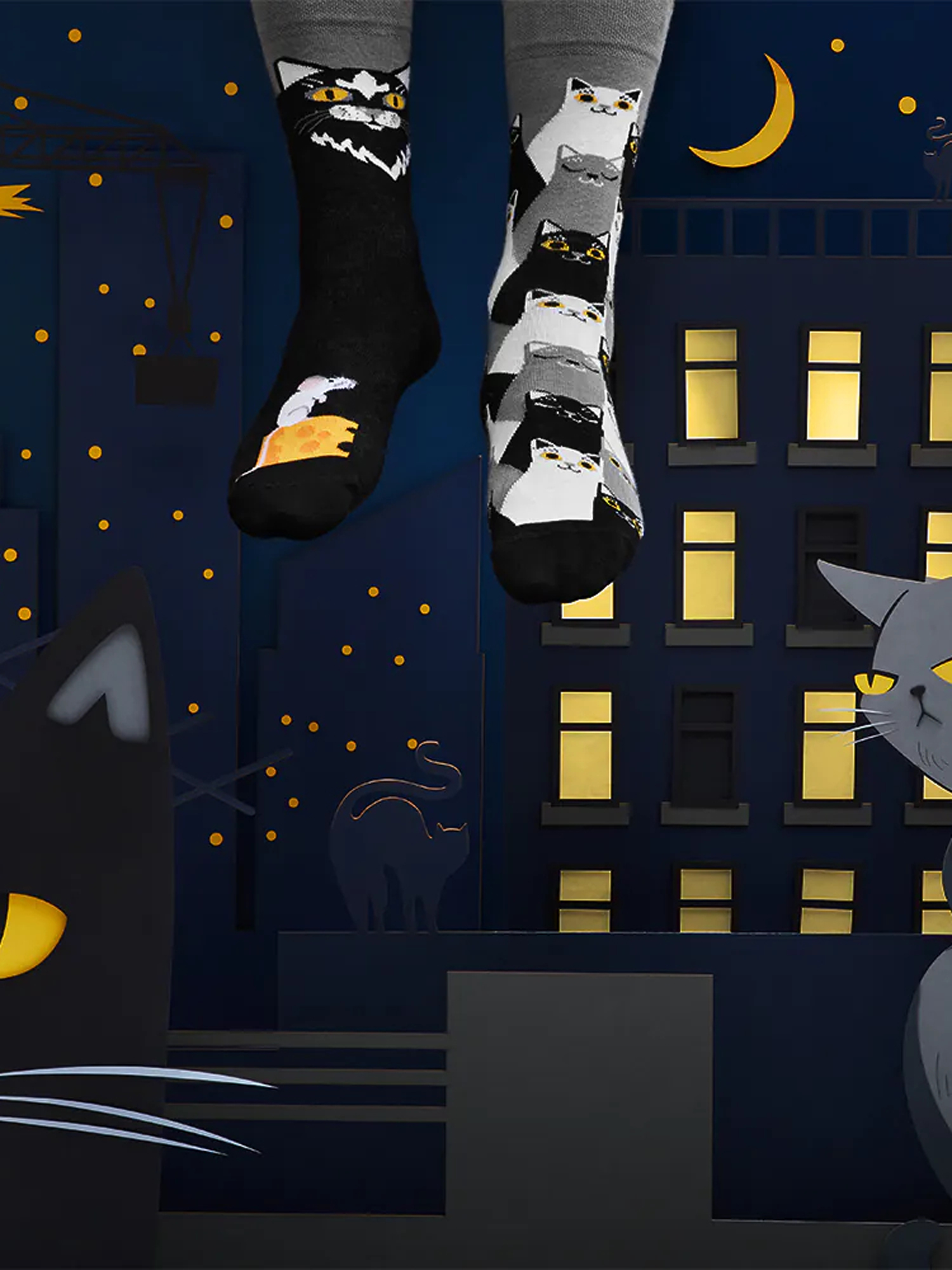 Skarpetki Many Mornings Black Cat (black/grey)