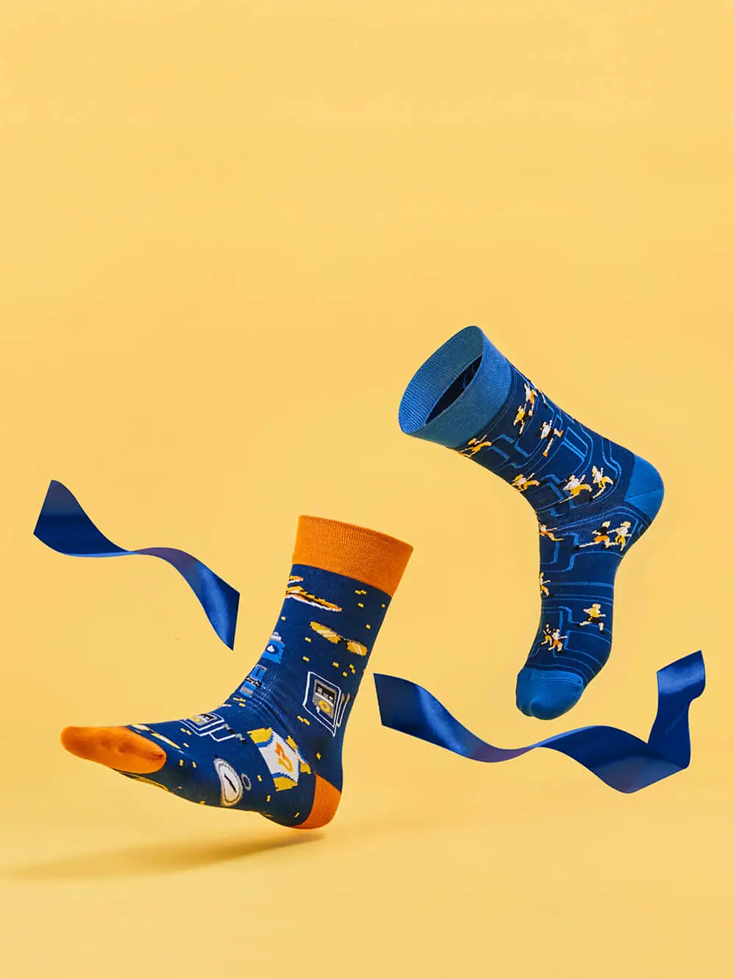Skarpetki Many Mornings Just Run (blue/gold)