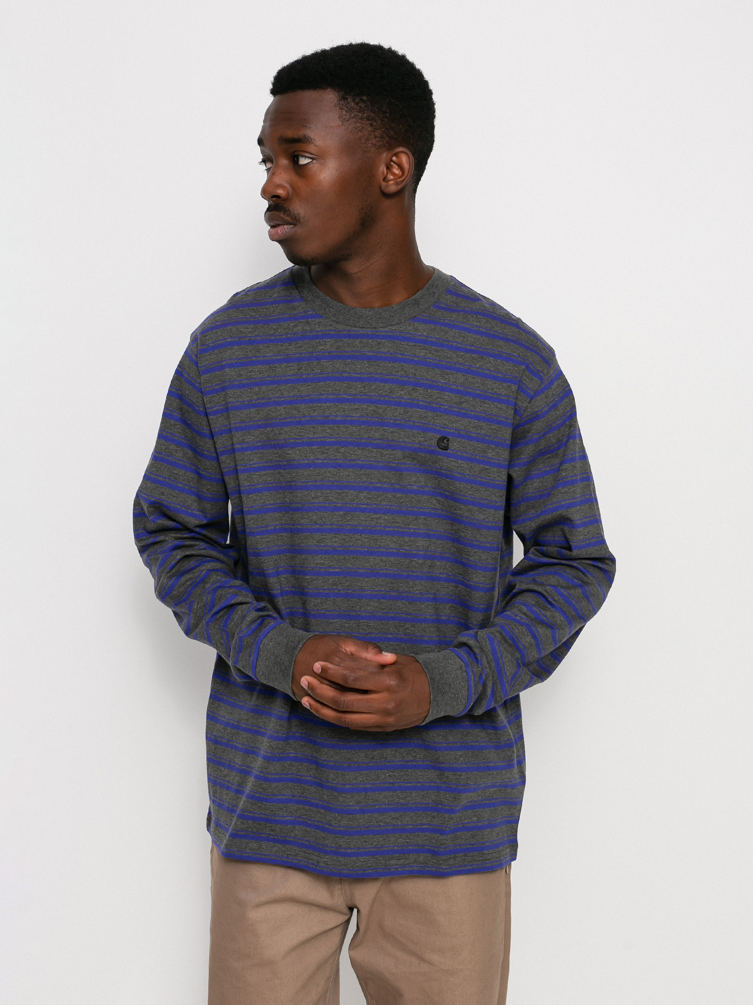 Longsleeve Carhartt WIP Gleeson (gleeson stripe/razzmic/stormcloud heather)