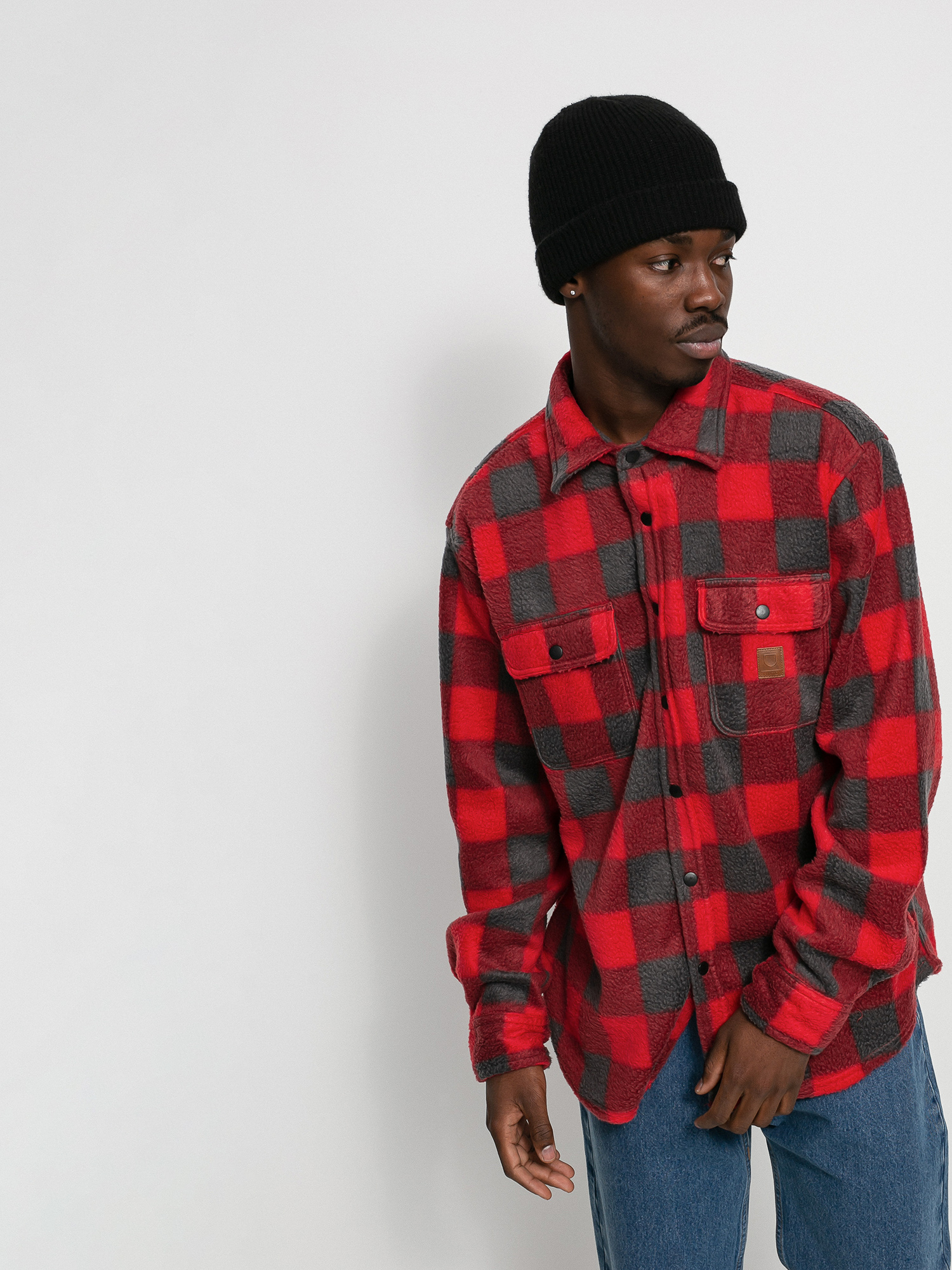Koszula Brixton Bowery Arctic Stretch Flee Ls (red/grey)