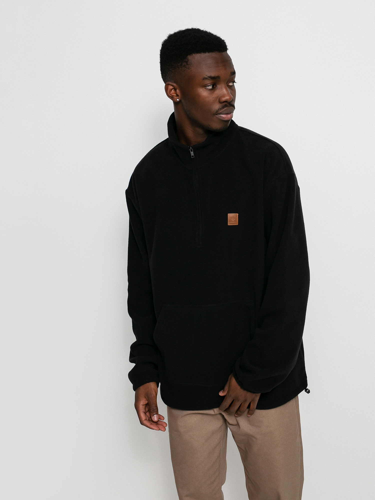 Bluza z kapturem Brixton Beta Mock Neck 1/2 Zip HD (black)