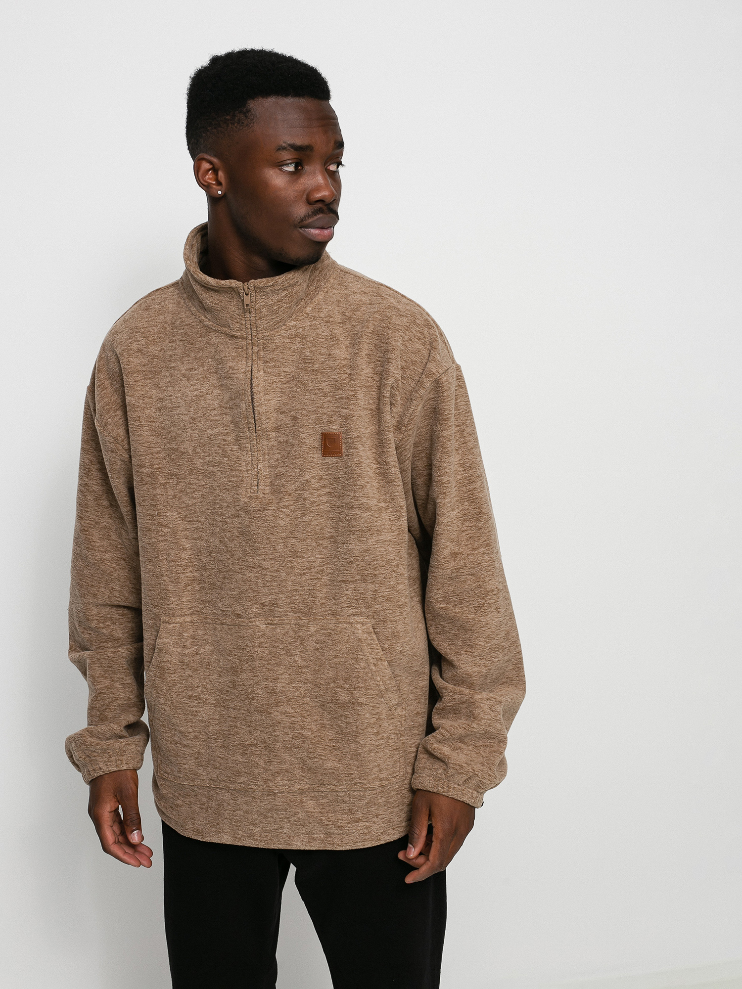 Bluza z kapturem Brixton Beta Mock Neck 1/2 Zip HD (oatmeal)