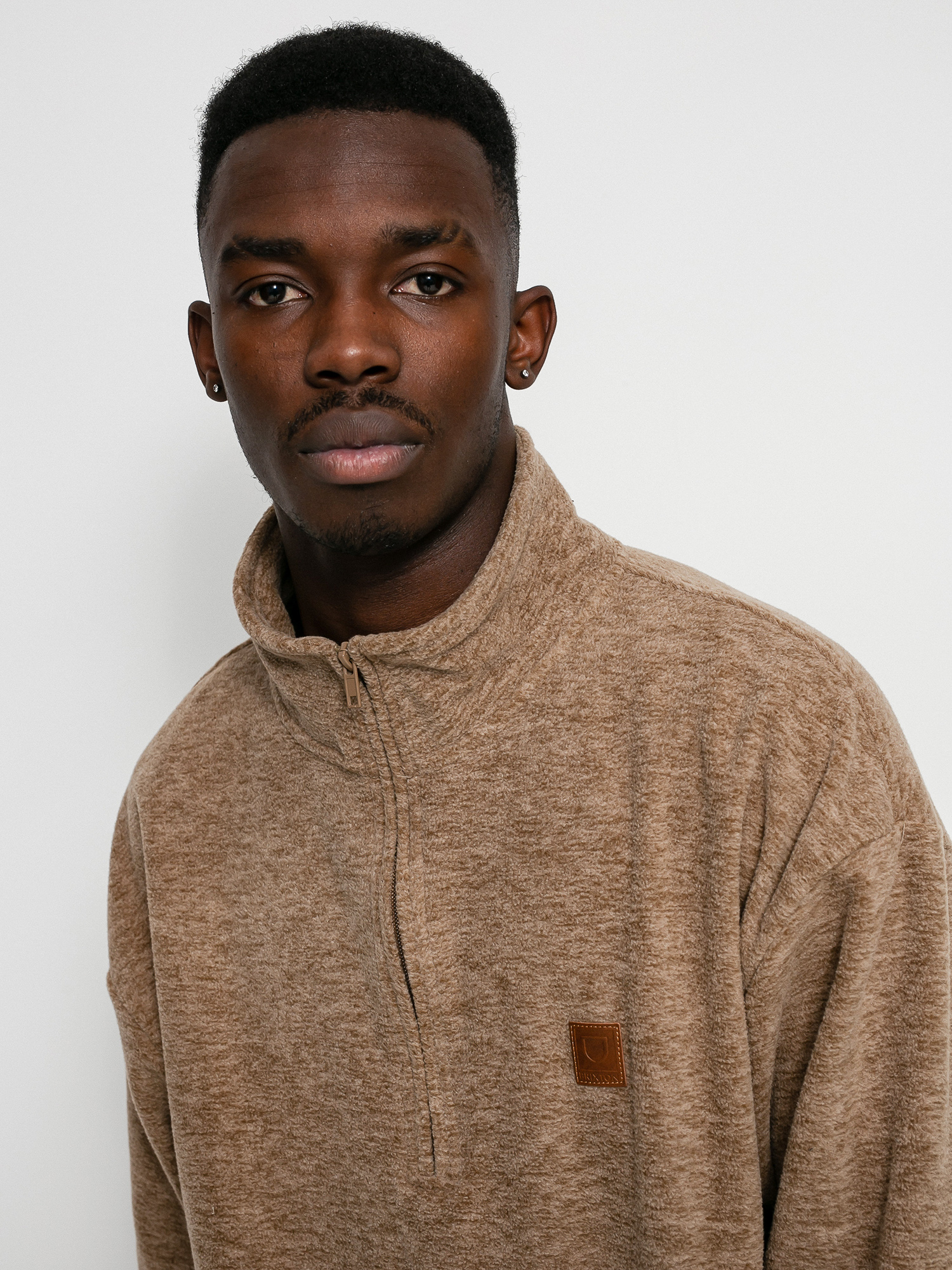 Bluza z kapturem Brixton Beta Mock Neck 1/2 Zip HD (oatmeal)