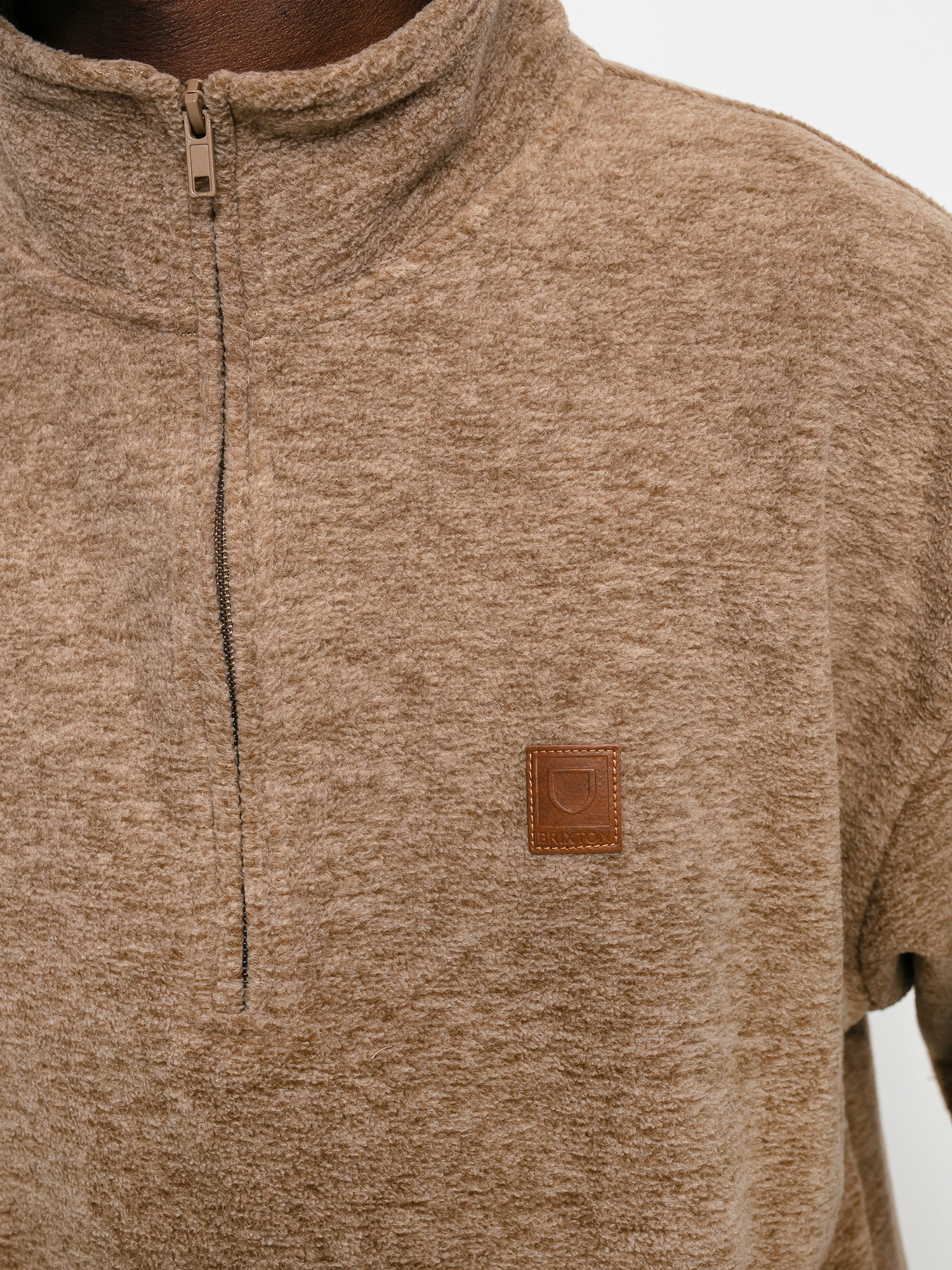 Bluza z kapturem Brixton Beta Mock Neck 1/2 Zip HD (oatmeal)