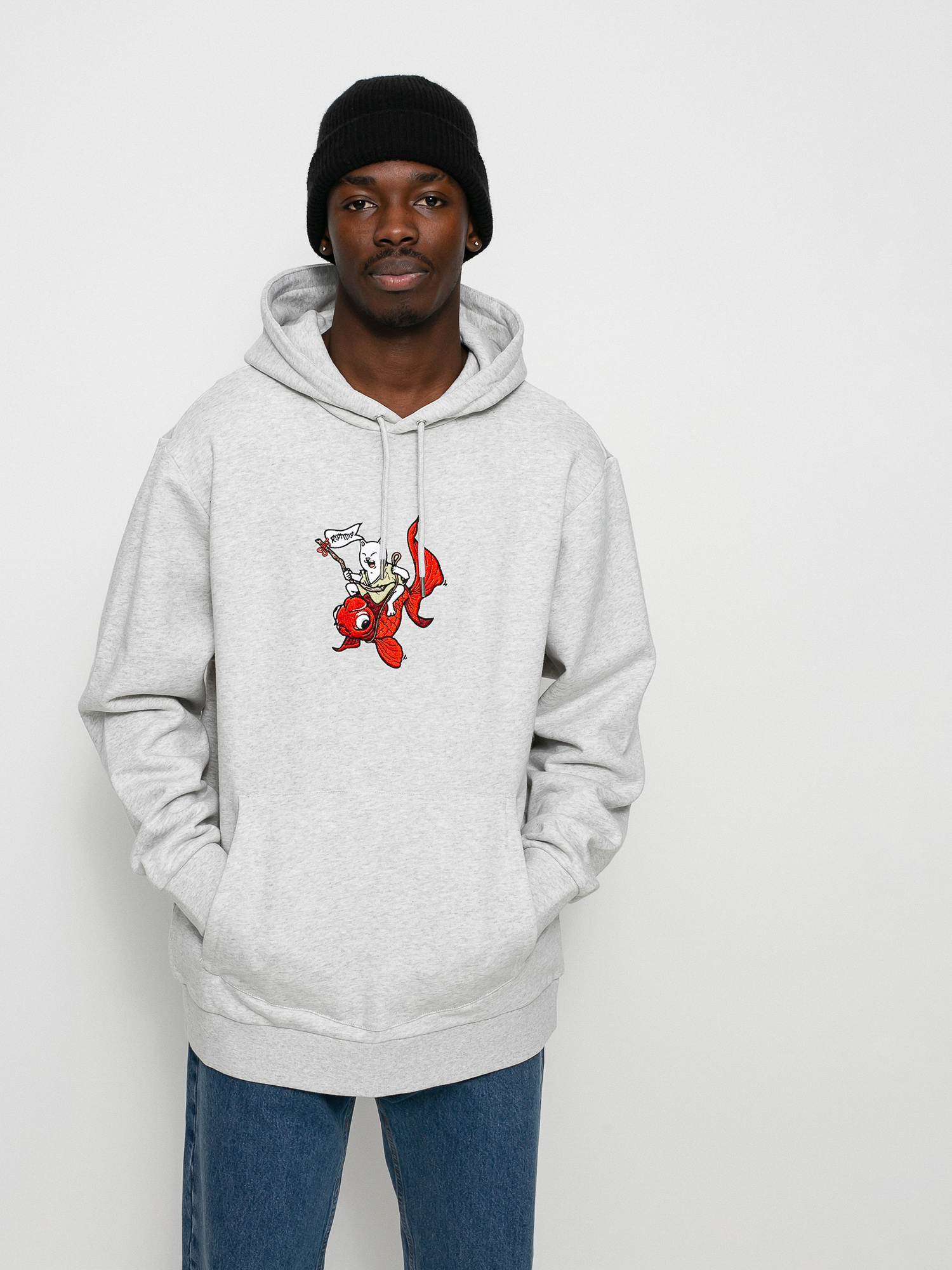 Bluza z kapturem RipNDip Master Nermal San HD (ash heather)