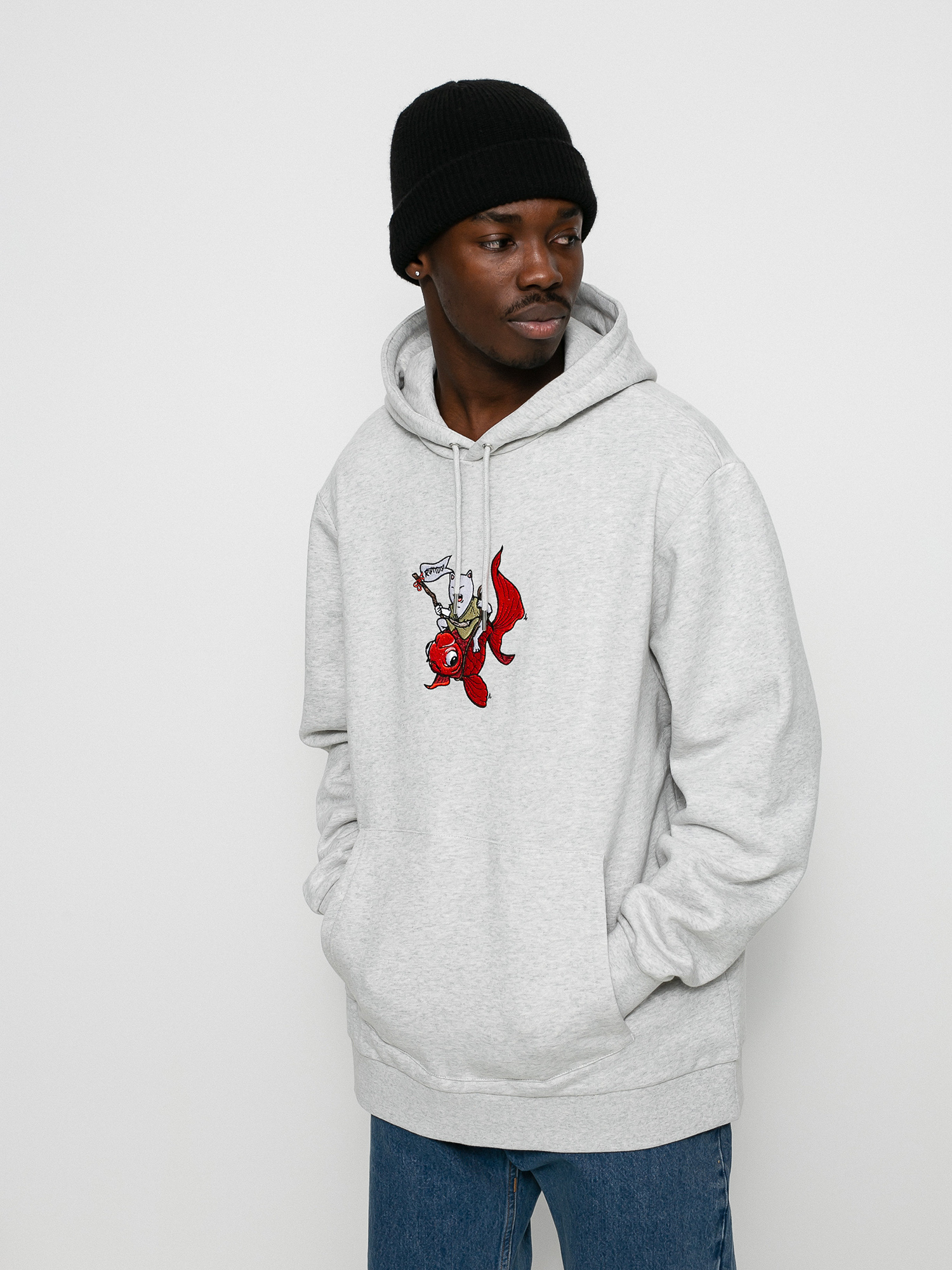 Bluza z kapturem RipNDip Master Nermal San HD (ash heather)