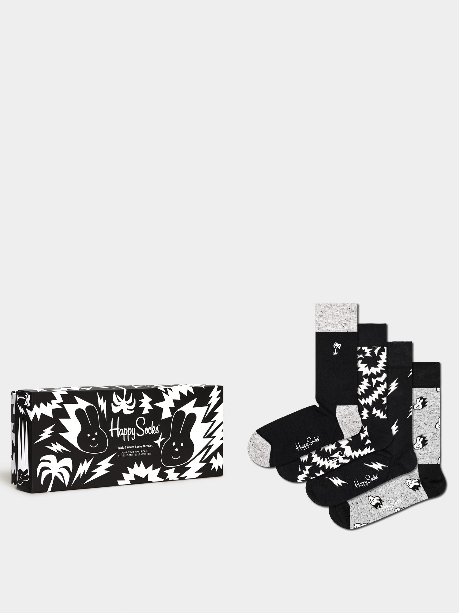 Skarpetki Happy Socks Black & White 4Pk (multi)
