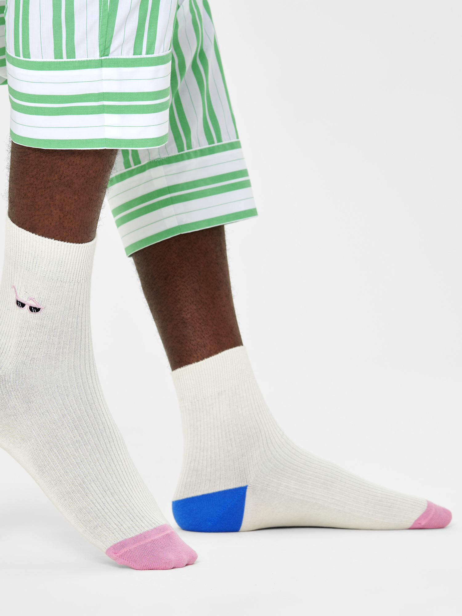 Skarpetki Happy Socks Ribbed Embroidery Sunny Days 1/2 Crew (white)