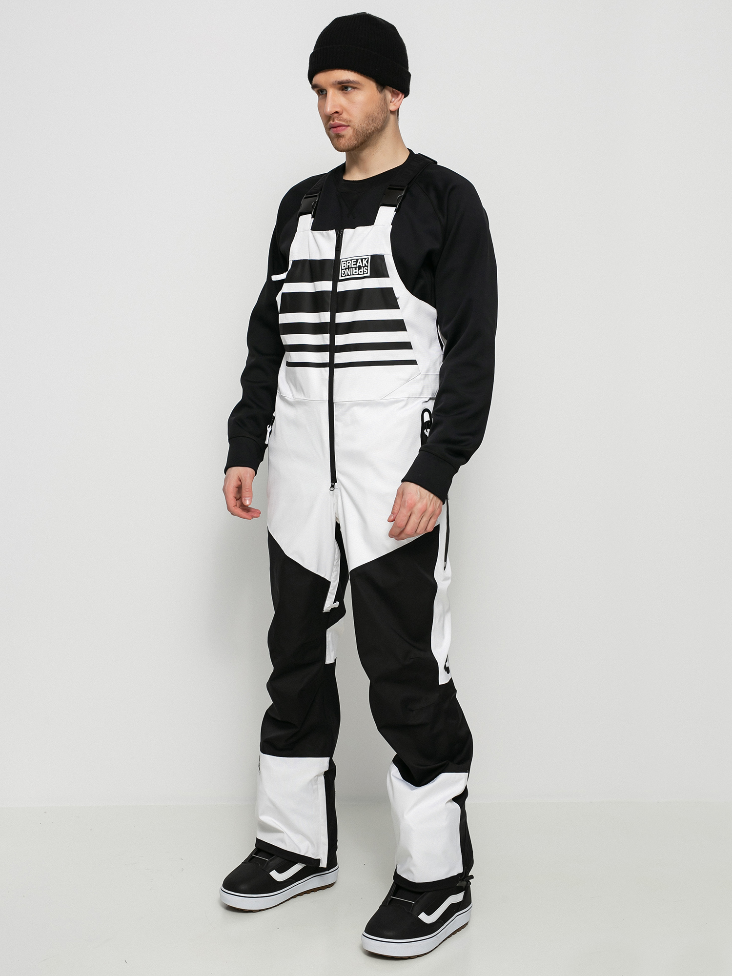 Męskie Spodnie snowboardowe ThirtyTwo Spring Break Bib (white/black)