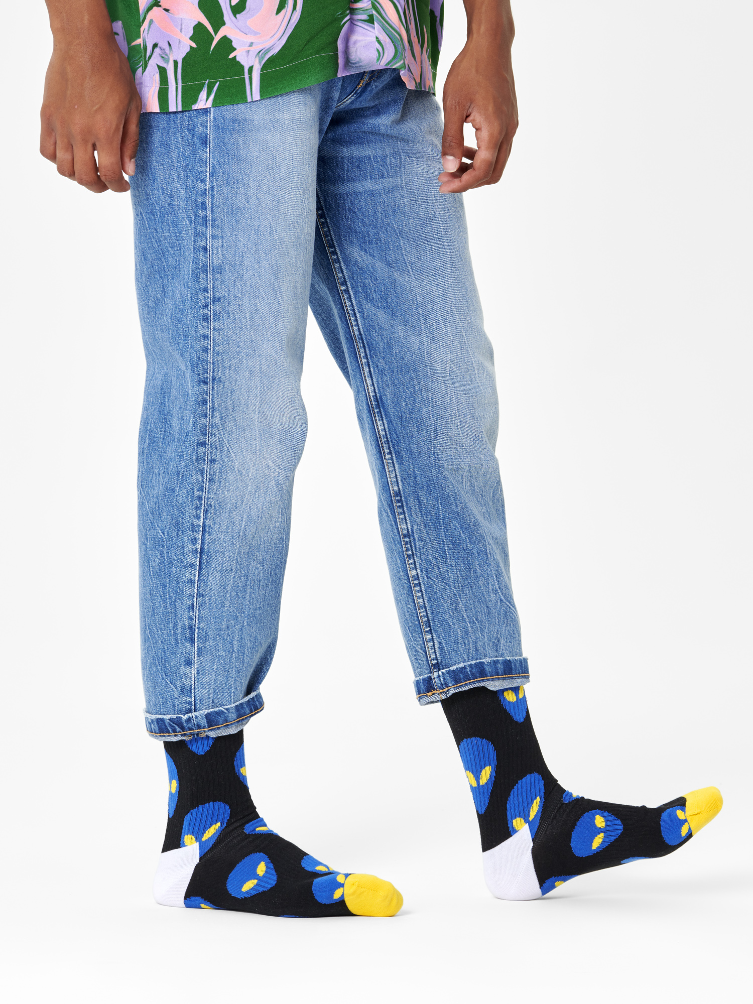 Skarpetki Happy Socks Alien Thin Crew (black/blue)