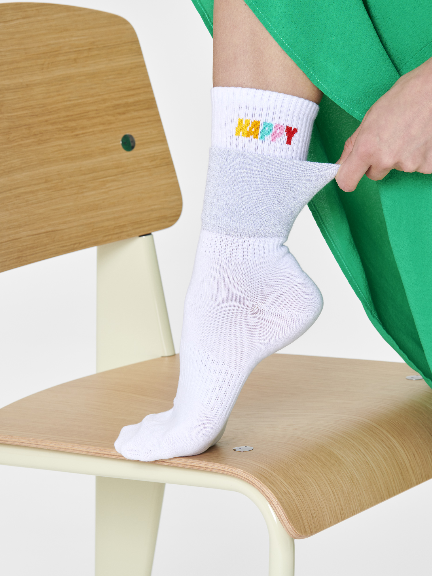 Skarpetki Happy Socks Cuff 3/4 Crew (white)