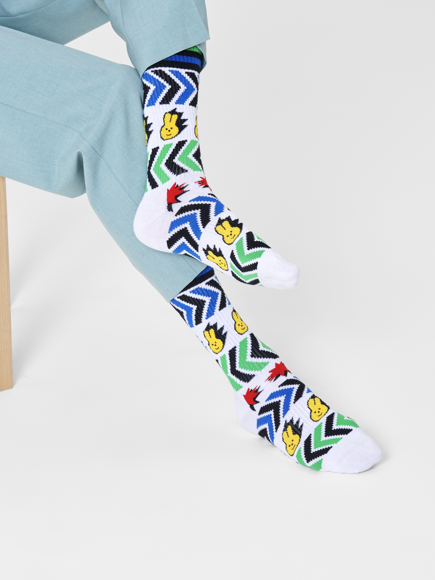 Skarpetki Happy Socks Speed Thin Crew (white/multi)