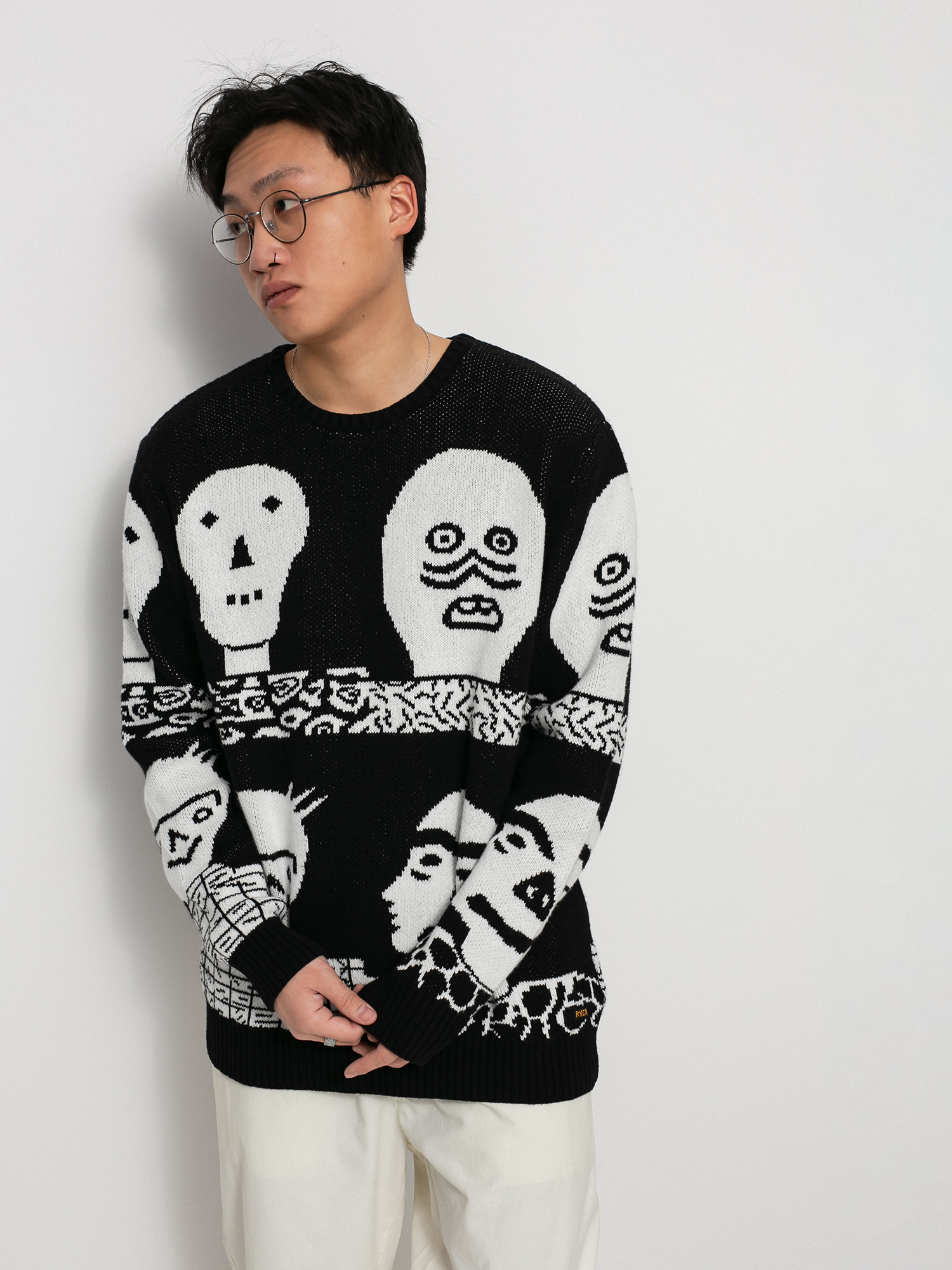 Sweter RVCA Matt Leines Crew Swe (black/white)