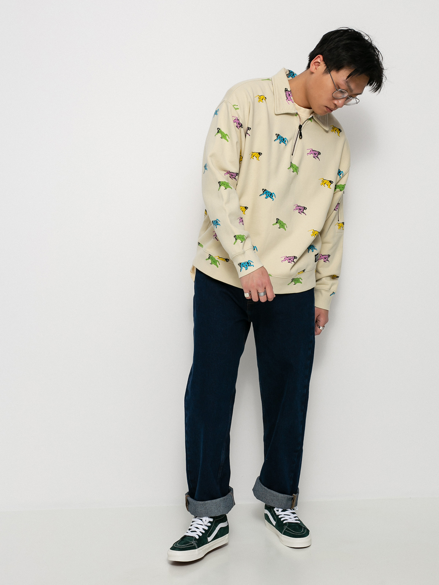 Bluza Levi's® Skate New Quarter Zip (painted monkeys orange yellow)