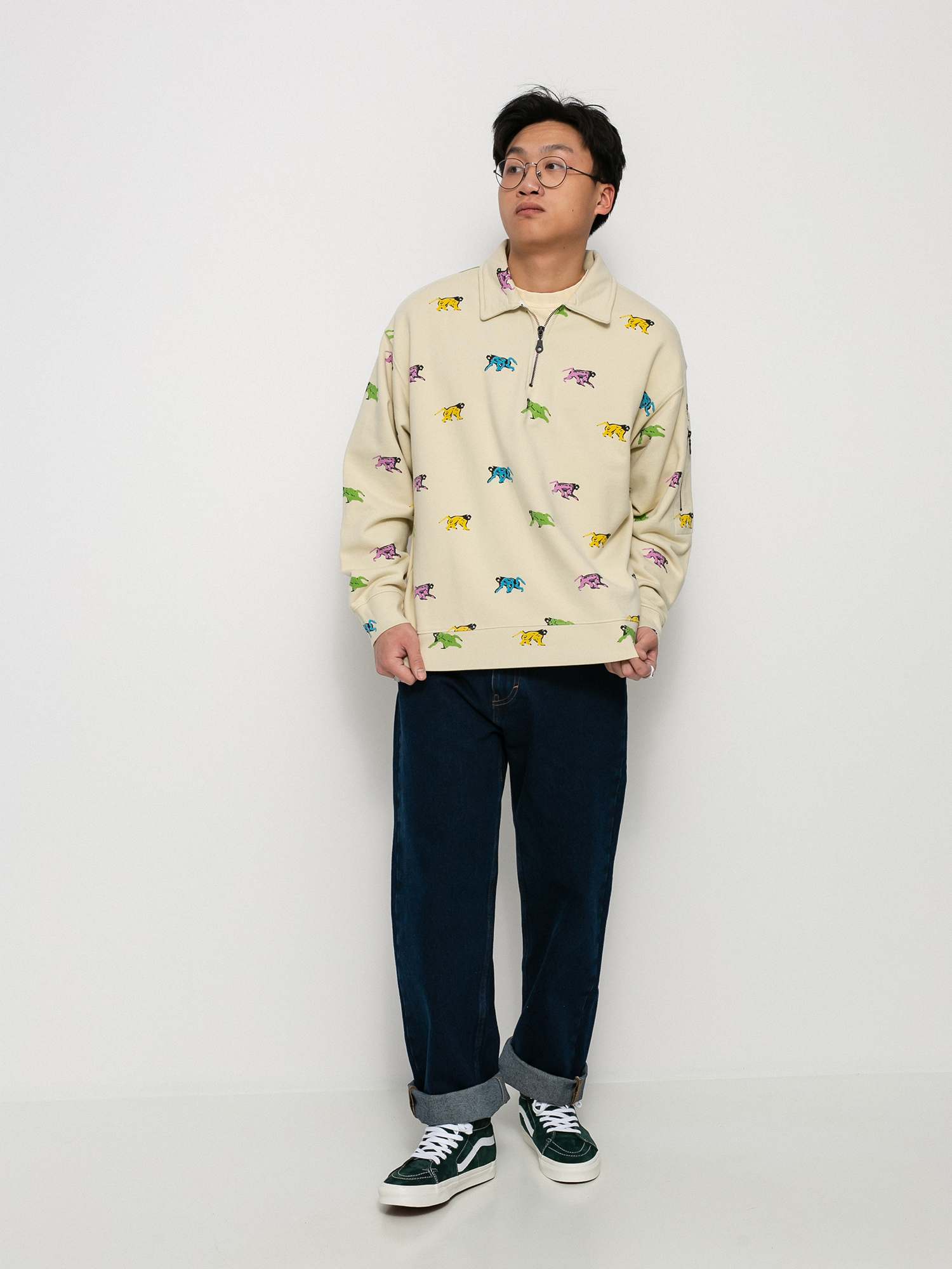 Bluza Levi's® Skate New Quarter Zip (painted monkeys orange yellow)