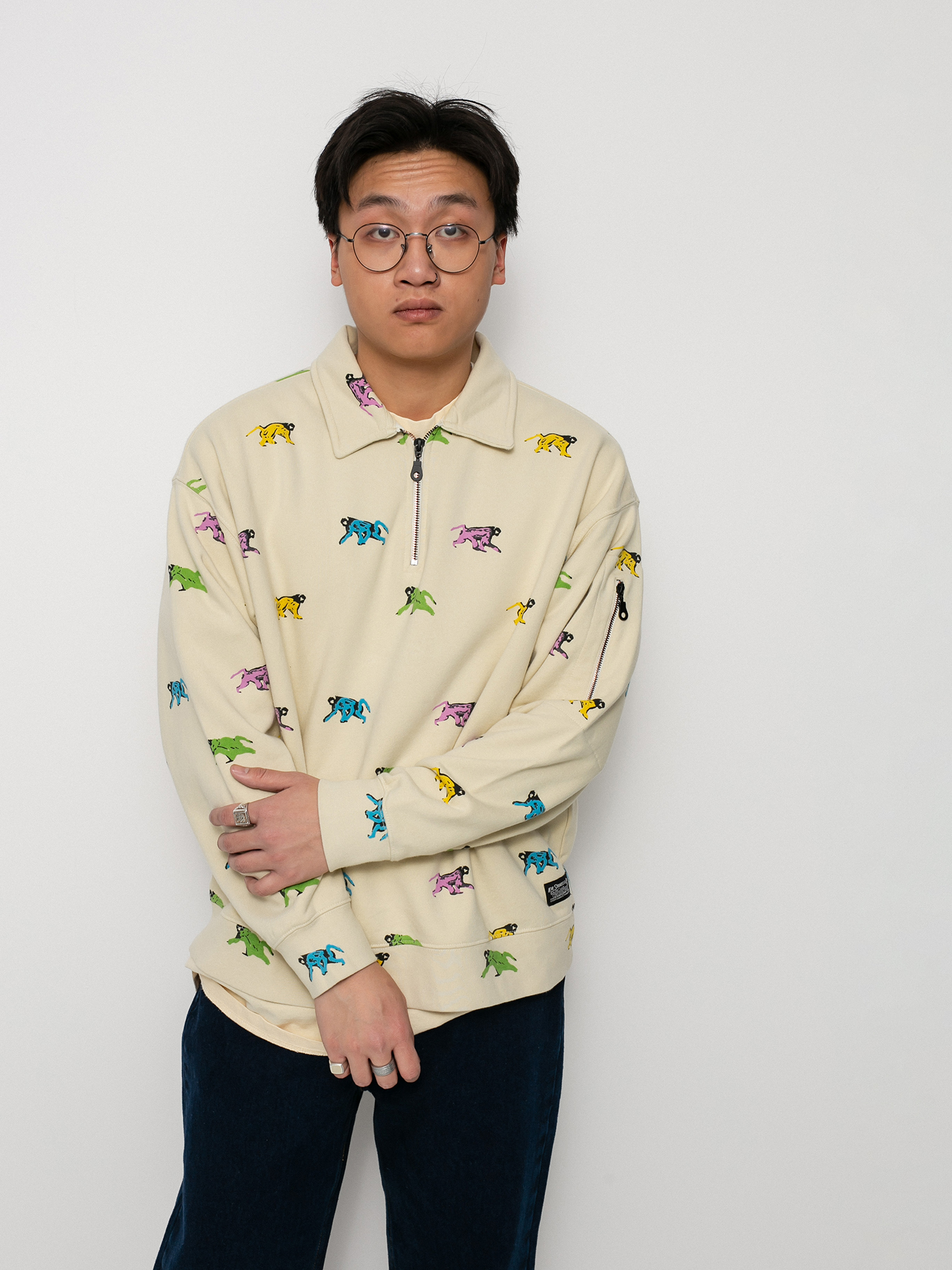 Bluza Levi's® Skate New Quarter Zip (painted monkeys orange yellow)