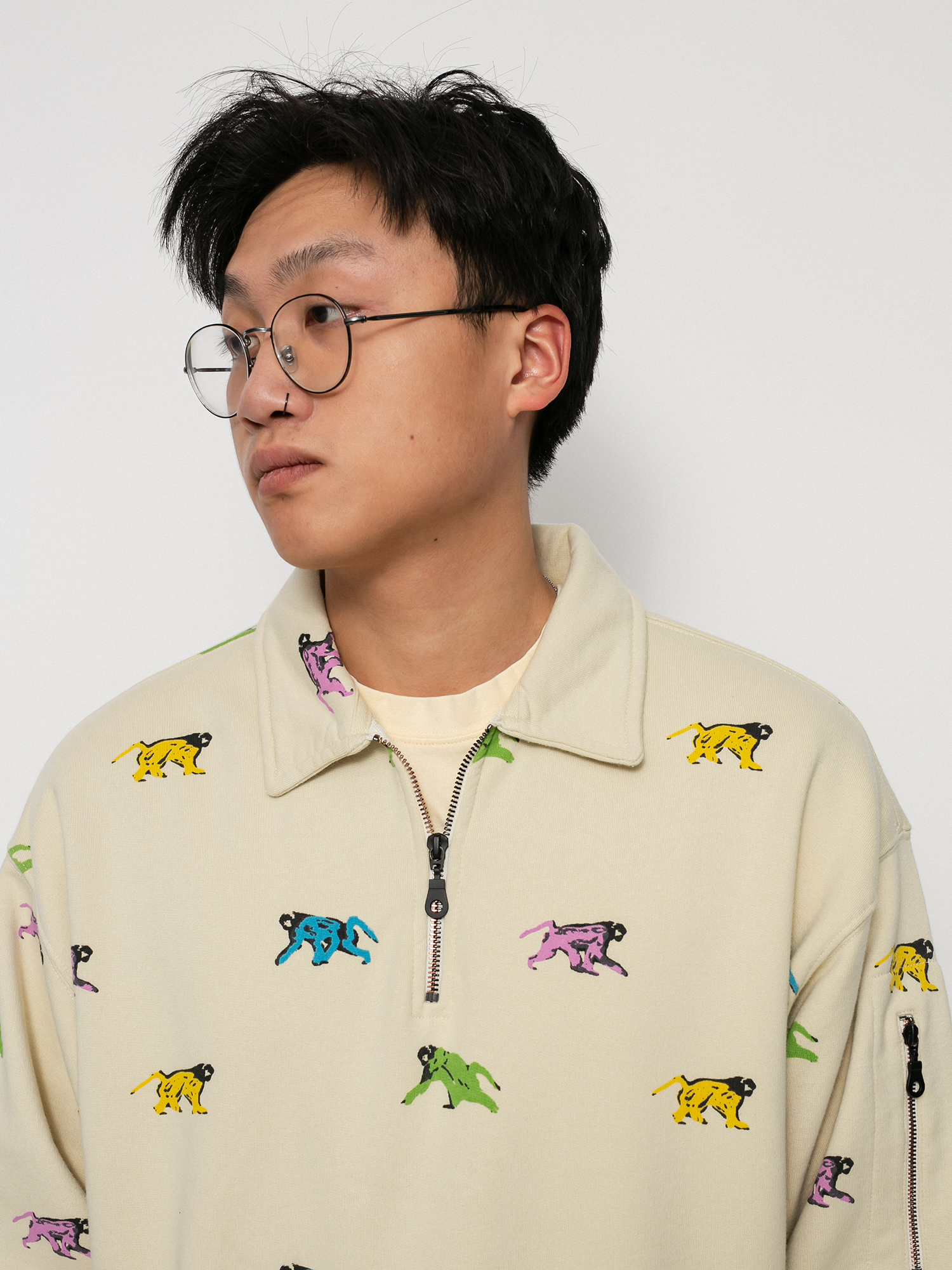 Bluza Levi's® Skate New Quarter Zip (painted monkeys orange yellow)