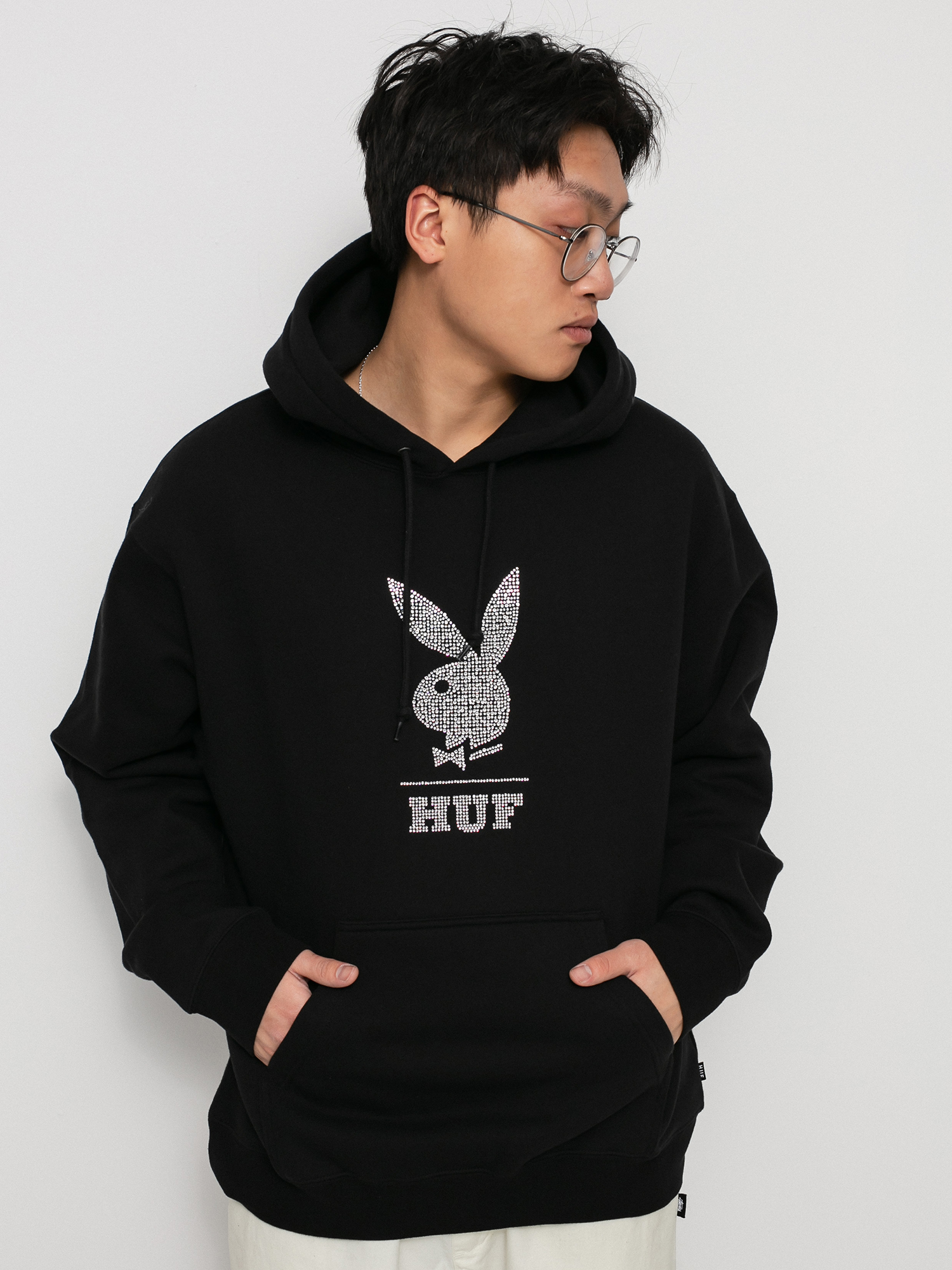 Bluza z kapturem HUF X Playboy Rhinestone HD (black)