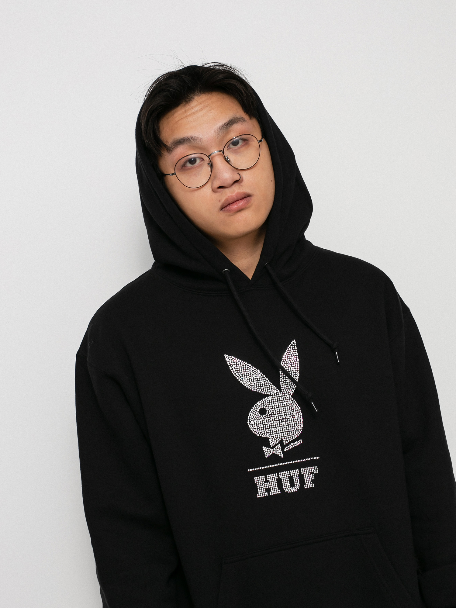 Bluza z kapturem HUF X Playboy Rhinestone HD (black)