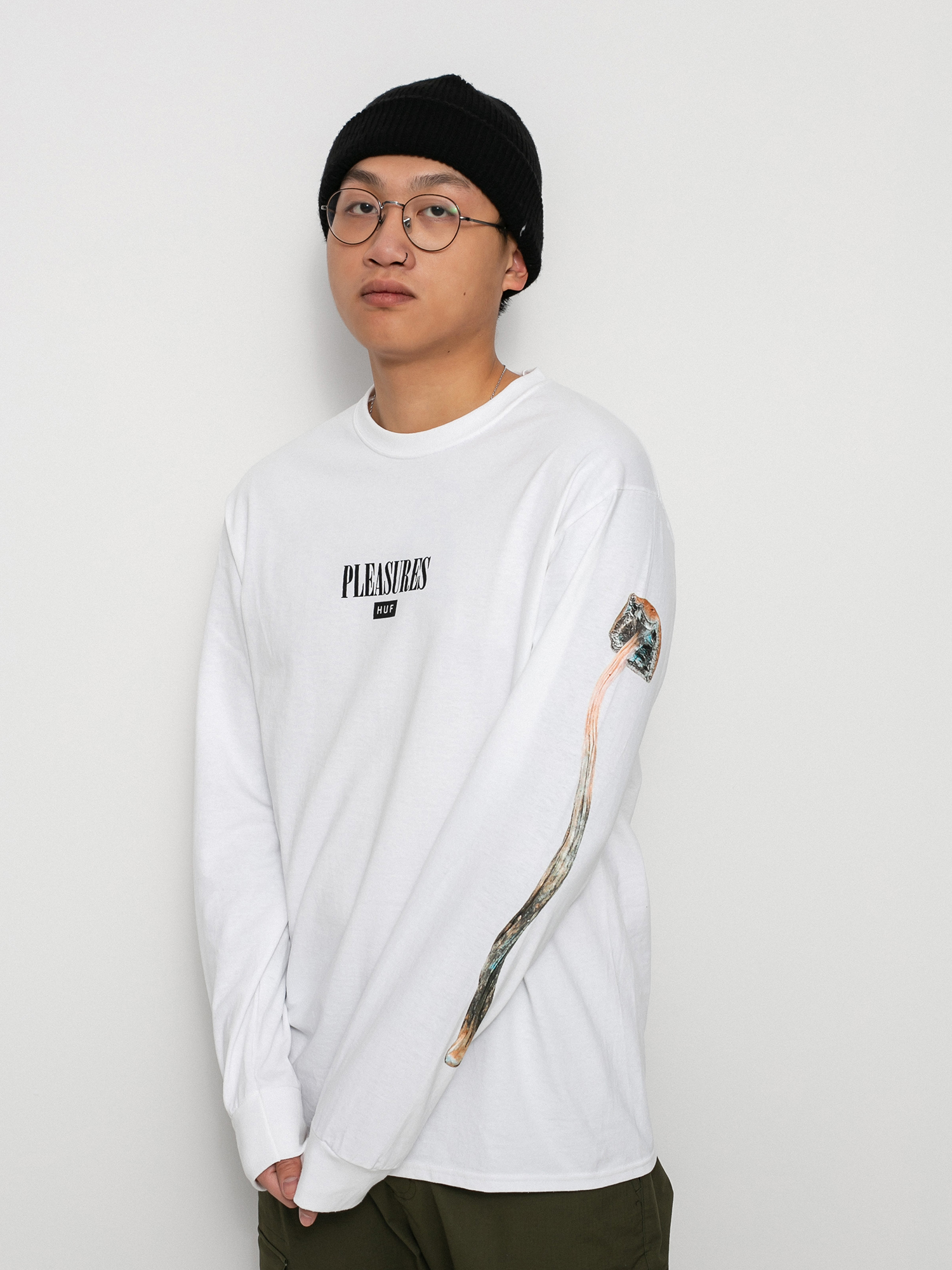 Longsleeve HUF X Pleasures Spore (white)