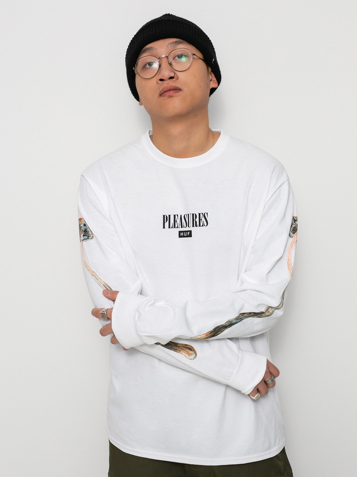 Longsleeve HUF X Pleasures Spore (white)