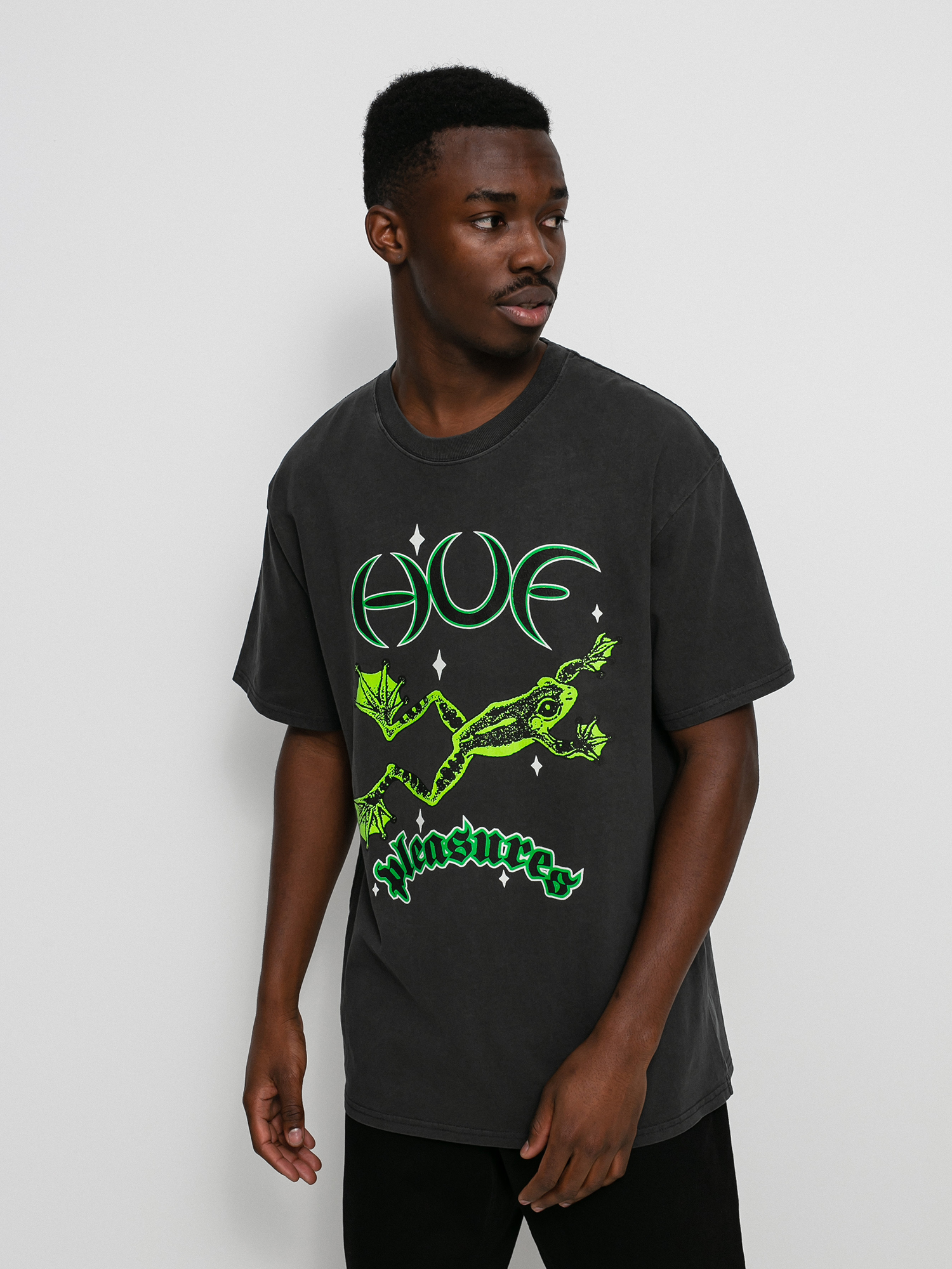 T-shirt HUF X Pleasures Cane Washed (washed black)
