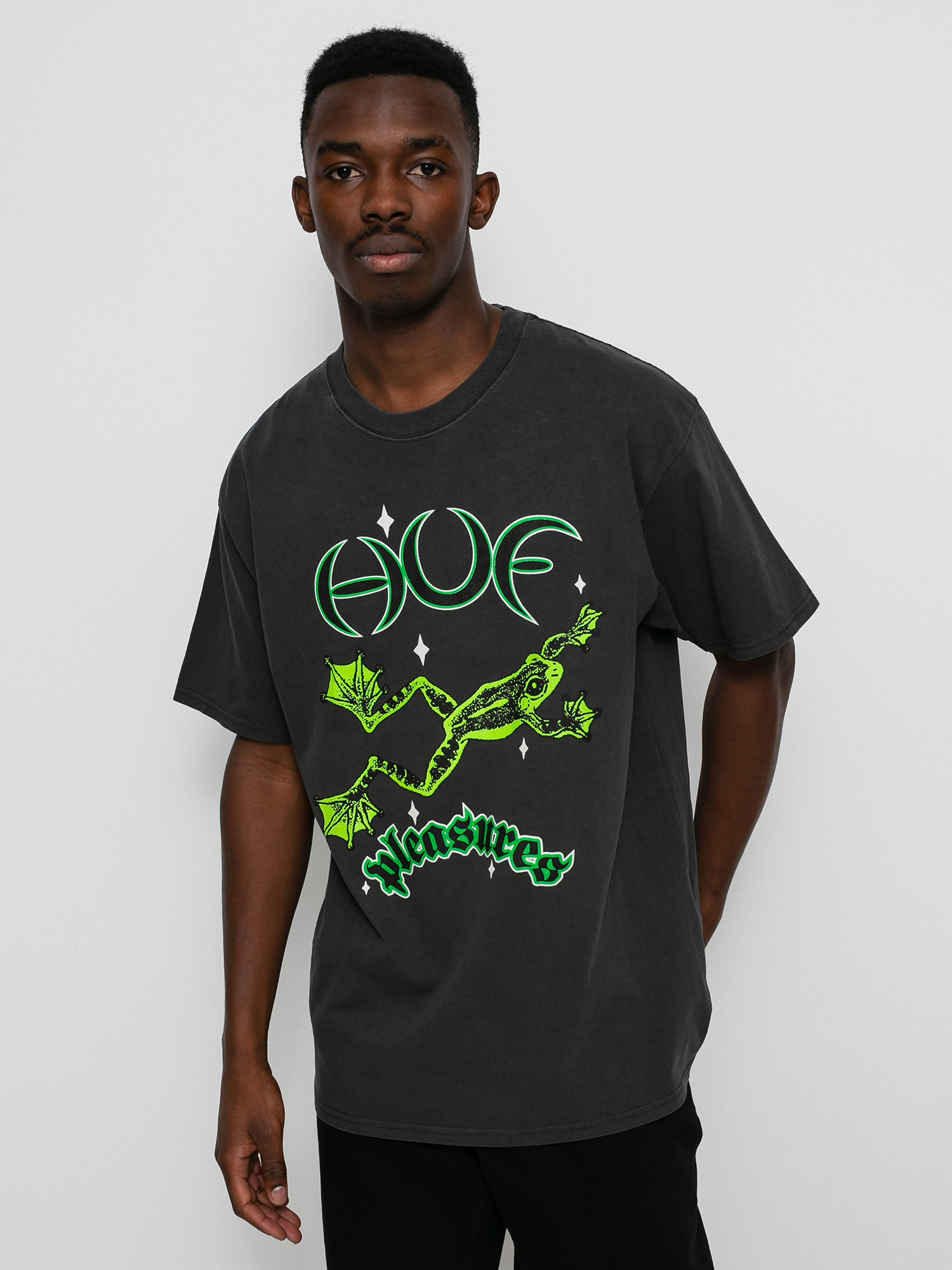 T-shirt HUF X Pleasures Cane Washed (washed black)