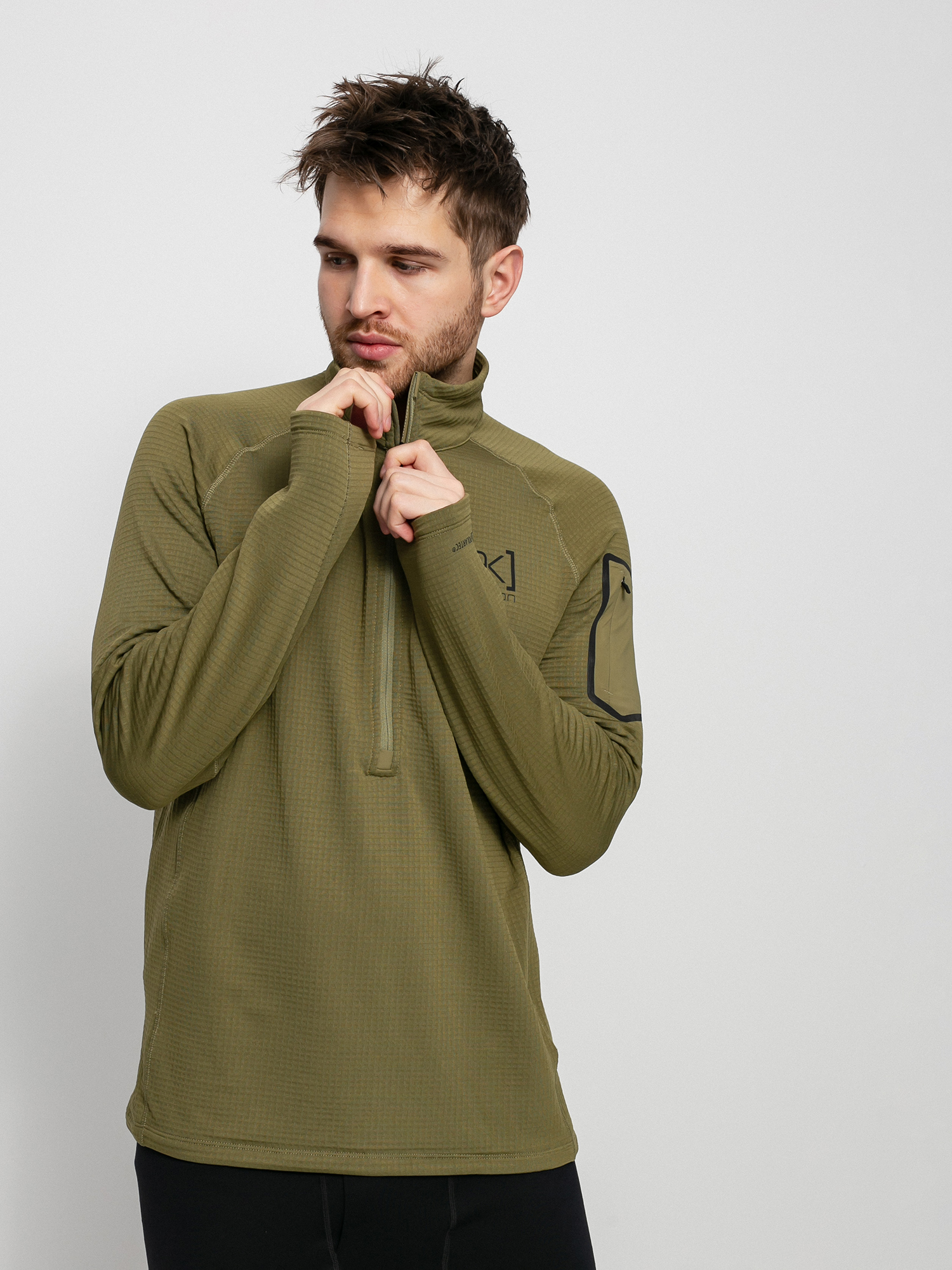 Polar Burton Ak Helium Grid Fleece Half Zip - zielony