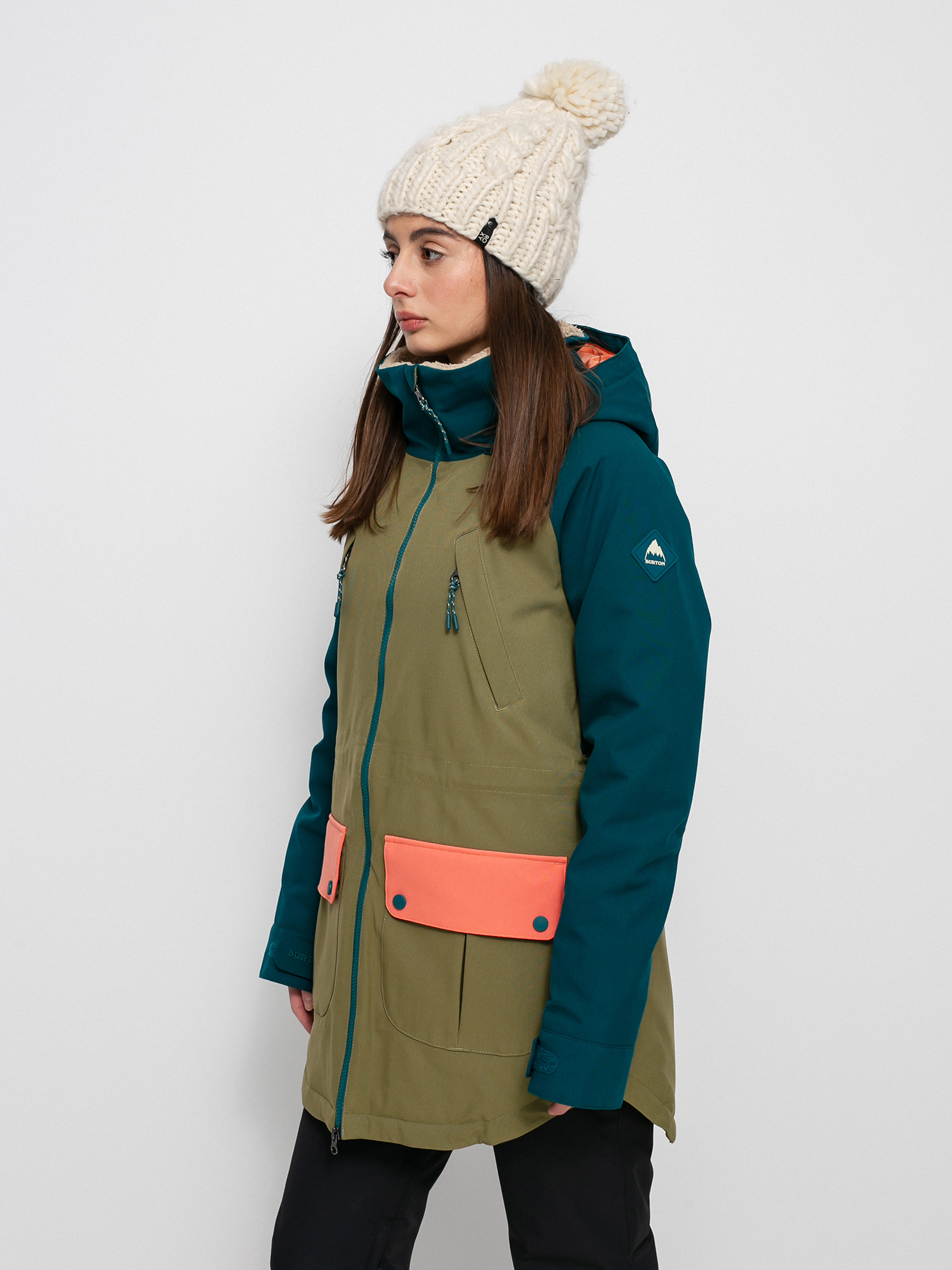 Damska Kurtka snowboardowa Burton Prowess (shaded spruce/martini olive/persimmon)