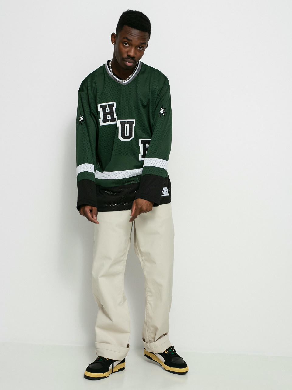 Huf Star Green & White Hockey Jersey - Size S - Green - Jerseys - Shirts - Men's Clothing at Zumiez