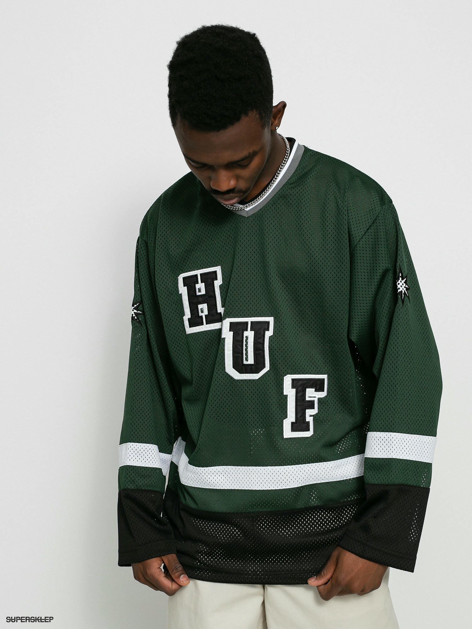 HUF Star Green & White Hockey Jersey