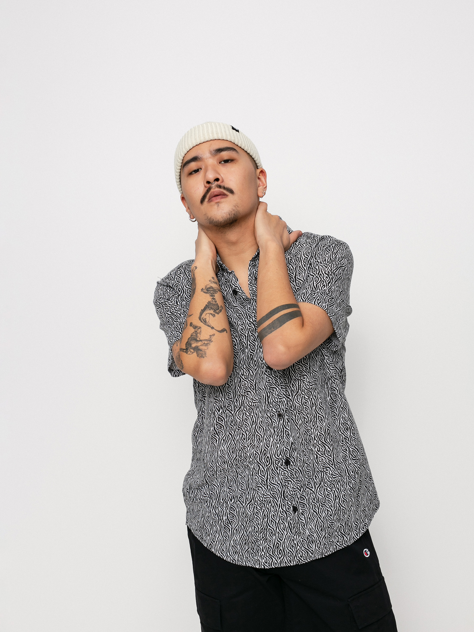 Koszula RVCA Matt Leines (black/white)