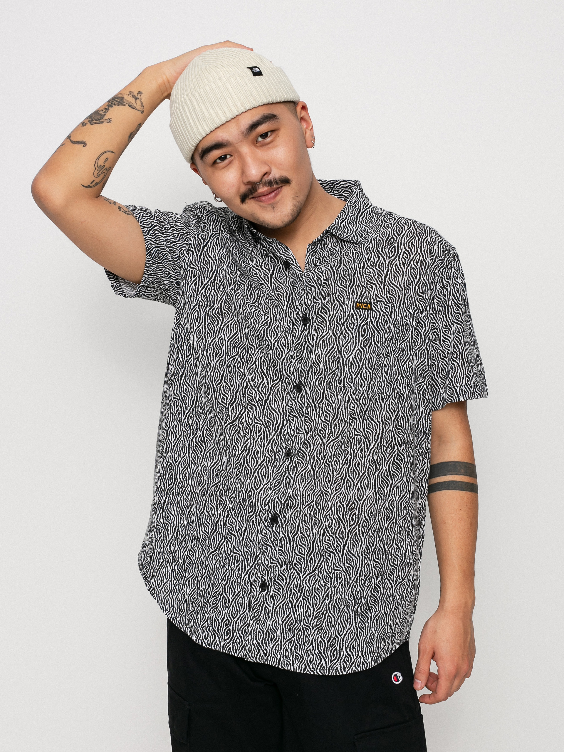 Koszula RVCA Matt Leines (black/white)