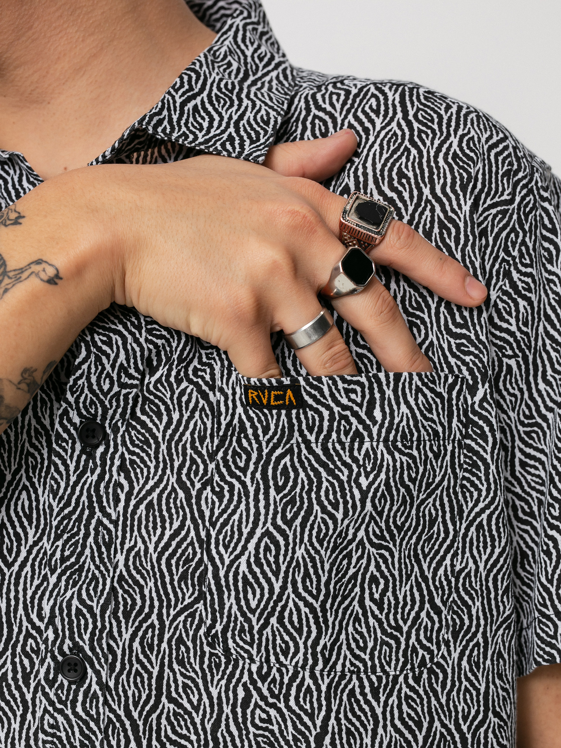 Koszula RVCA Matt Leines (black/white)