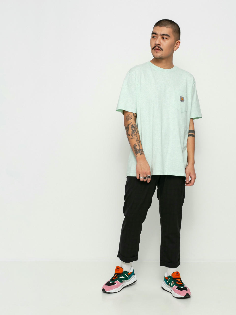 T-shirt Carhartt WIP Pocket (pale spearmint heather)