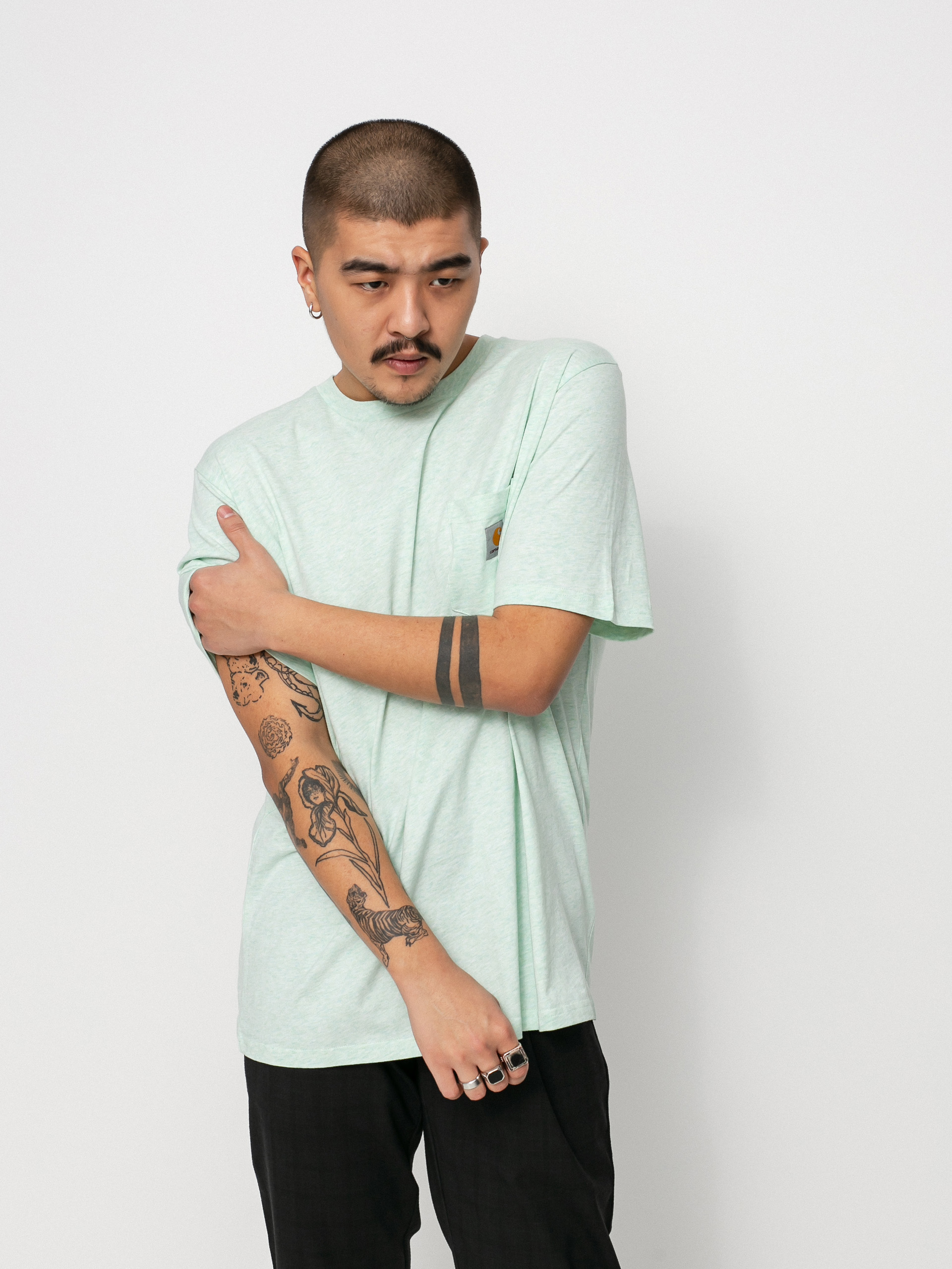 T-shirt Carhartt WIP Pocket (pale spearmint heather)