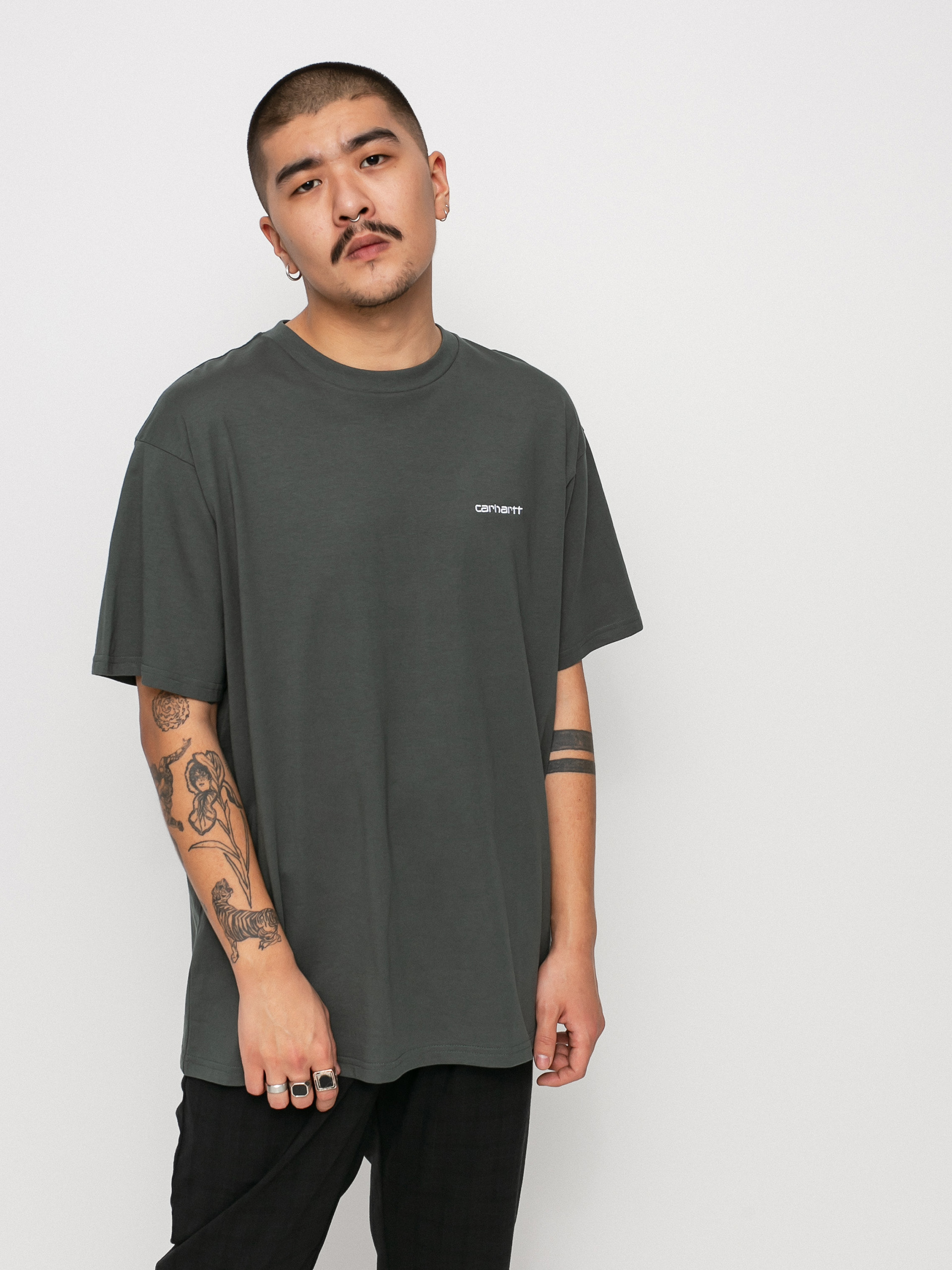 T-shirt Carhartt WIP Script Embroidery (hemlock green/white)
