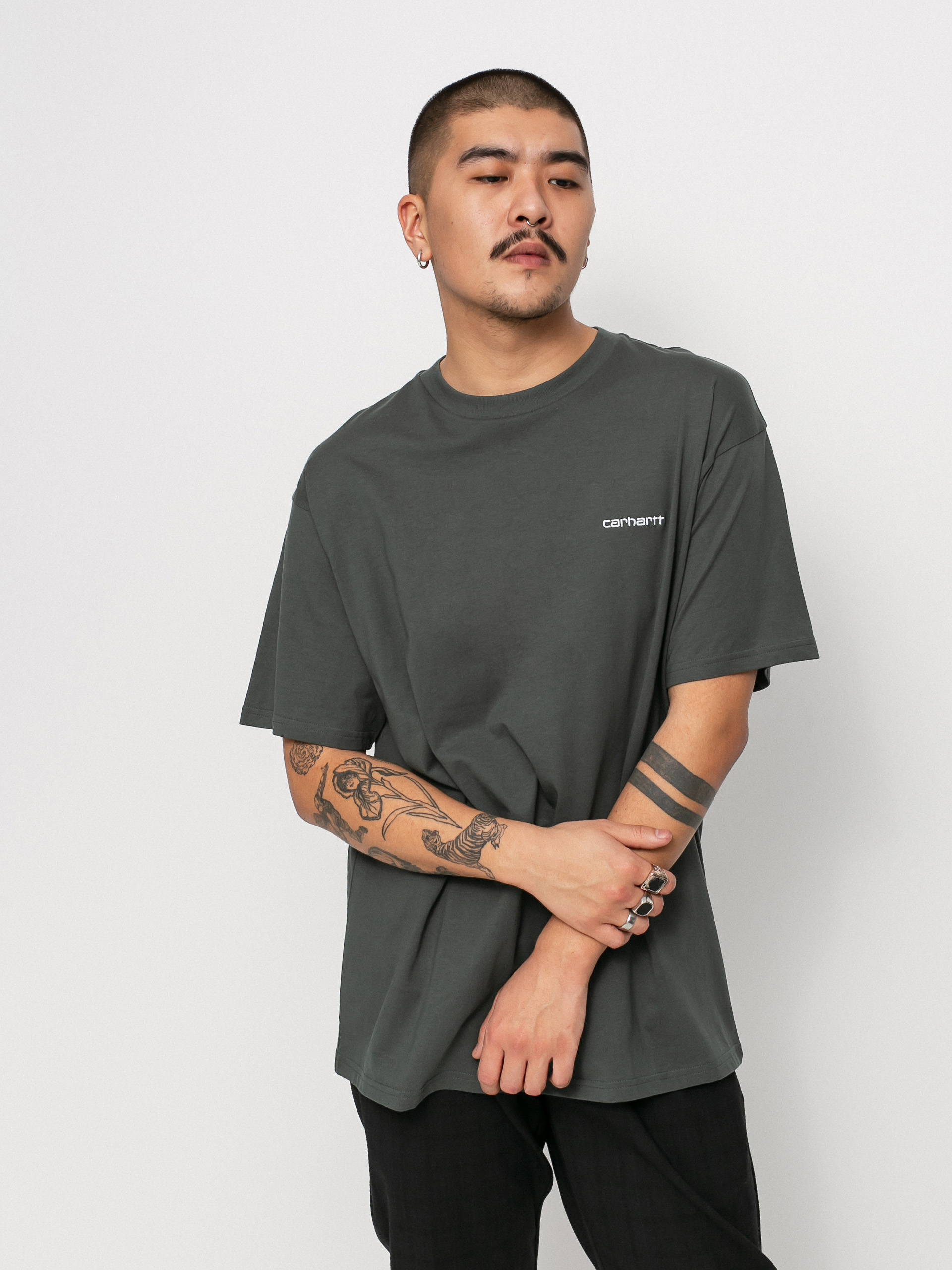 T-shirt Carhartt WIP Script Embroidery (hemlock green/white)